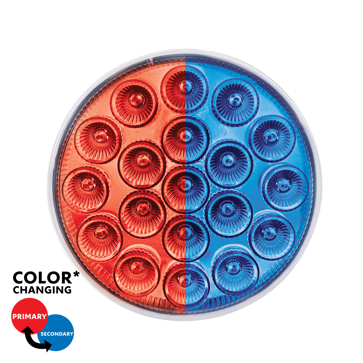 19 LED 4" Round Double Fury Light (Stop & Turn) - Red & Blue LED/Clear Lens - Thumbnail 13