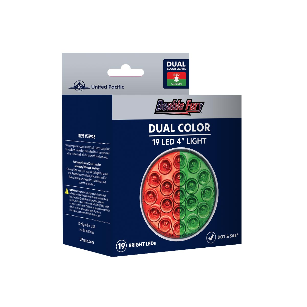 19 LED 4" Round Double Fury Light (Stop & Turn) - Red & Green LED/Clear Lens - Thumbnail 11