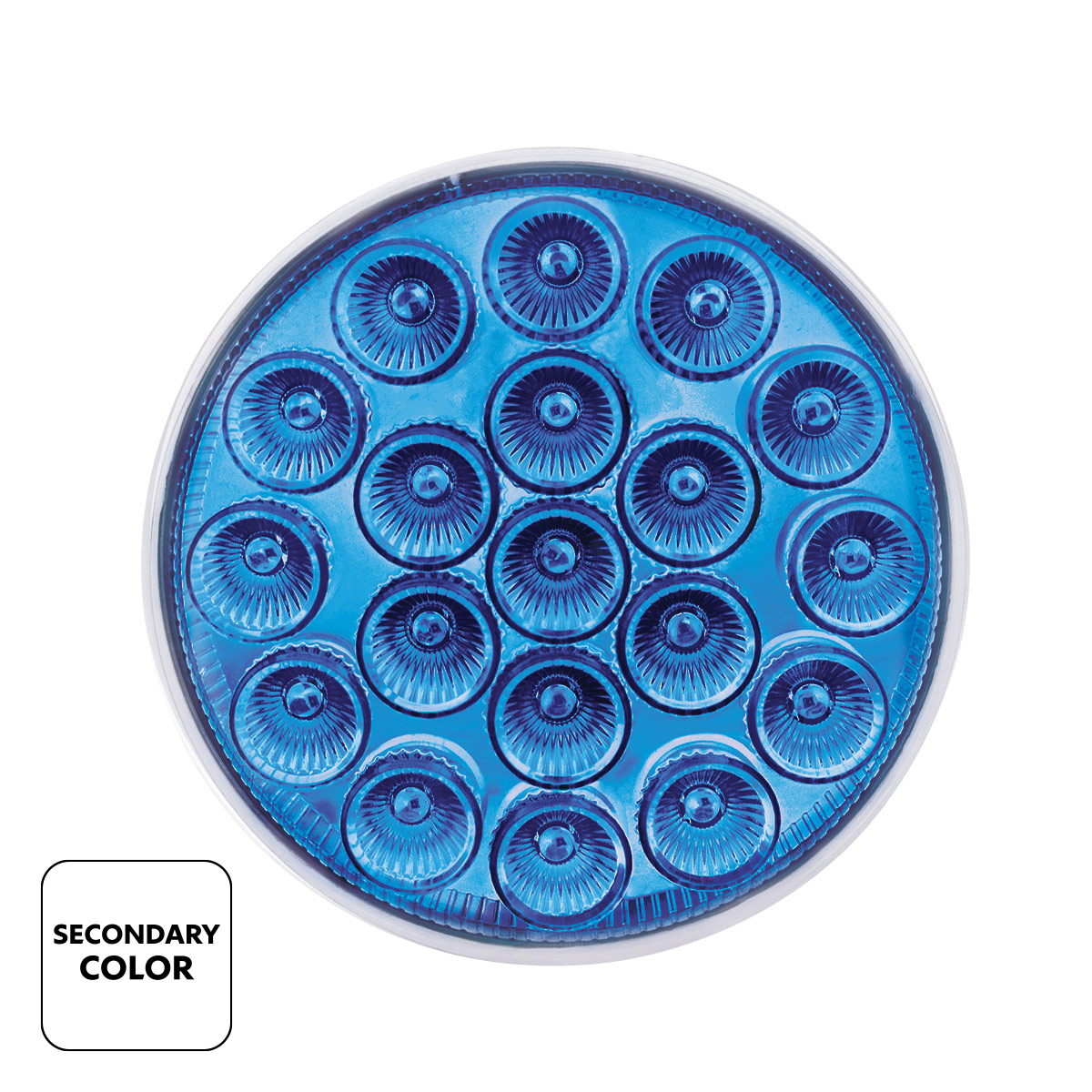 19 LED 4" Round Double Fury Light (Turn Signal) - Amber & Blue LED/Clear Lens - Thumbnail 3