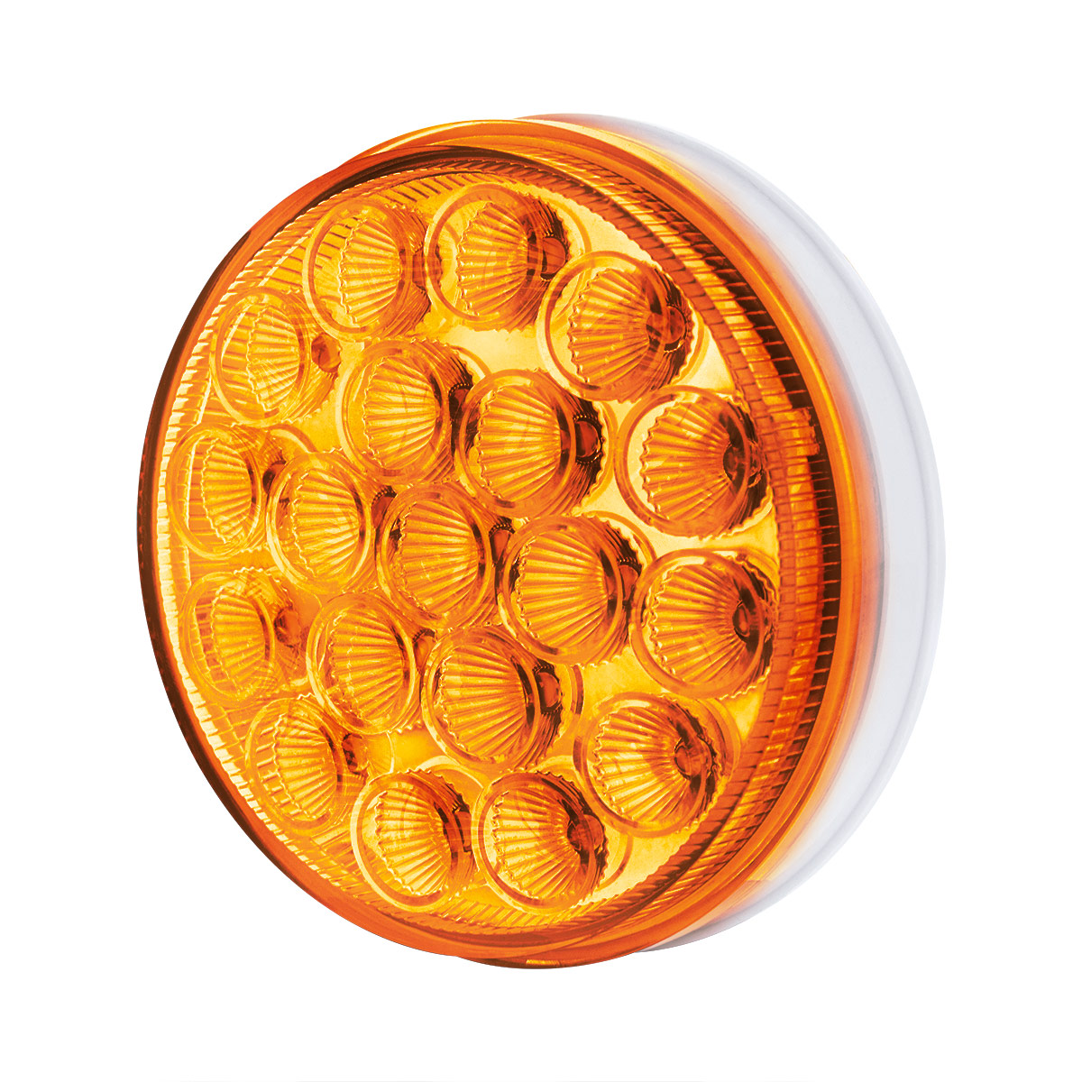 19 LED 4" Round Double Fury Light (Turn Signal) - Amber & Green LED/Clear Lens - Thumbnail 6