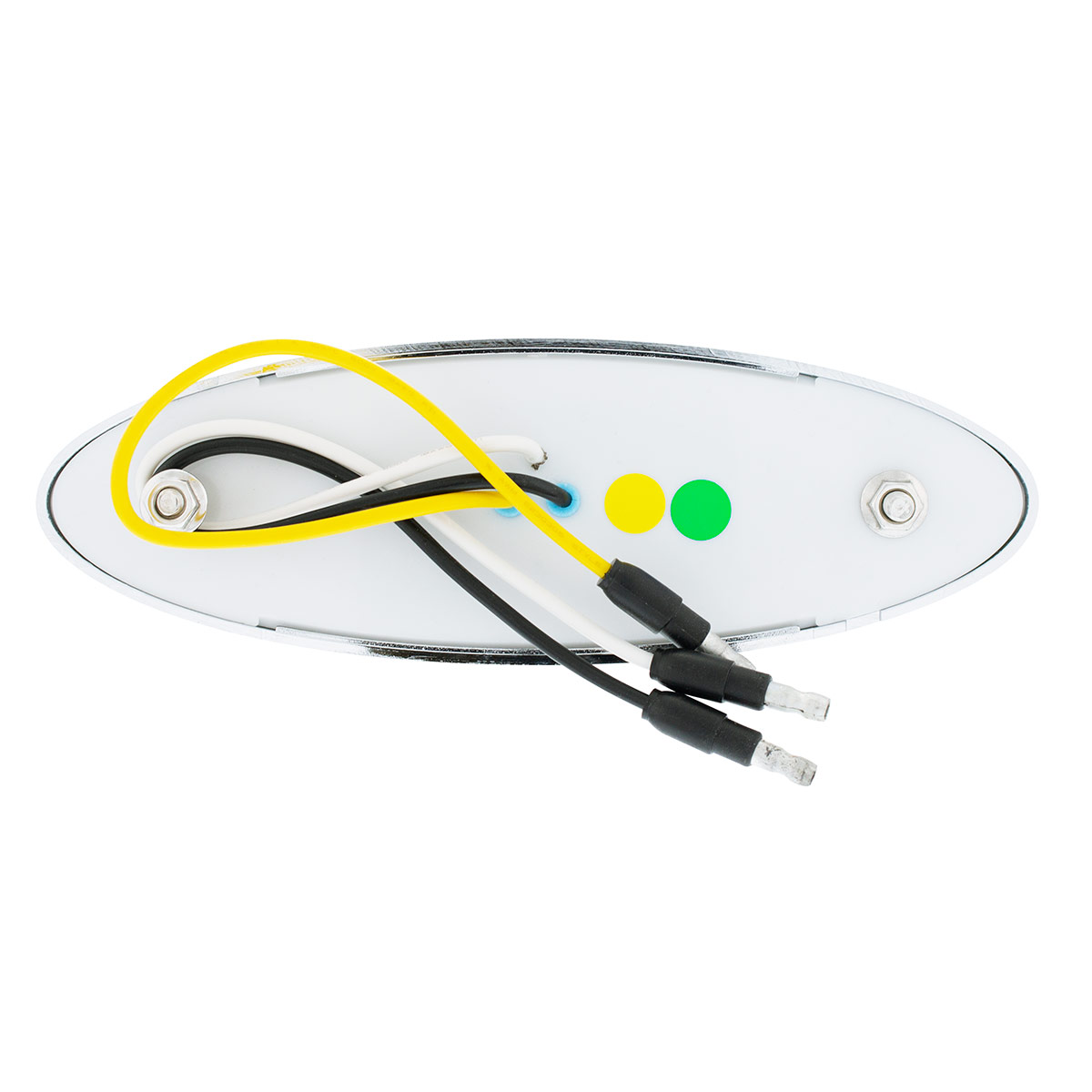 10 LED Oval Double Fury Light With Clear Lens & Chrome Bezel (Clearance/Marker) - Amber & Green LED/Clear Lens - Thumbnail 9