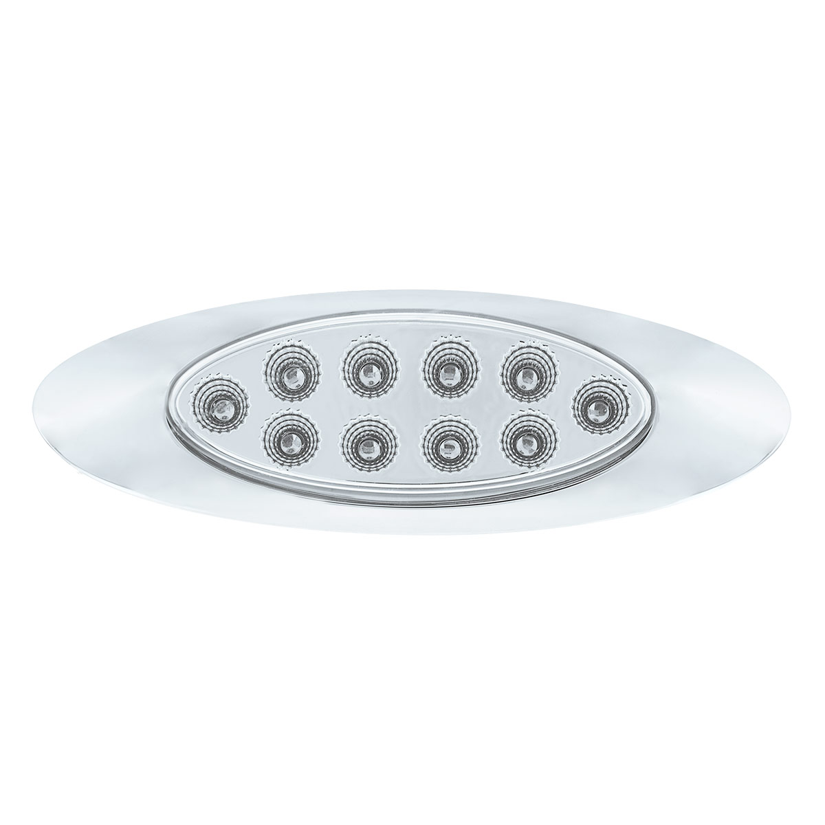 10 LED Oval Double Fury Light With Clear Lens & Chrome Bezel (Clearance/Marker) - Amber & Red LED/Clear Lens - Thumbnail 4