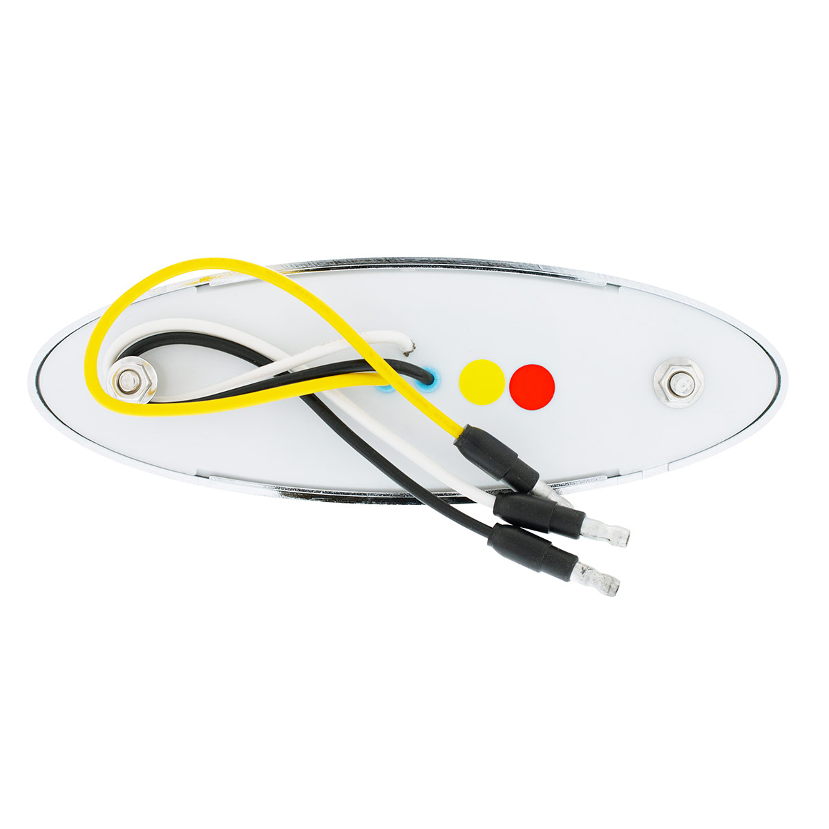 10 LED Oval Double Fury Light With Clear Lens & Chrome Bezel (Clearance/Marker) - Amber & Red LED/Clear Lens - Thumbnail 9