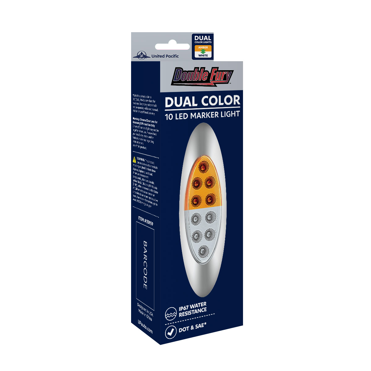 10 LED Oval Double Fury Light With Clear Lens & Chrome Bezel (Clearance/Marker) - Amber & White LED/Clear Lens - Thumbnail 11