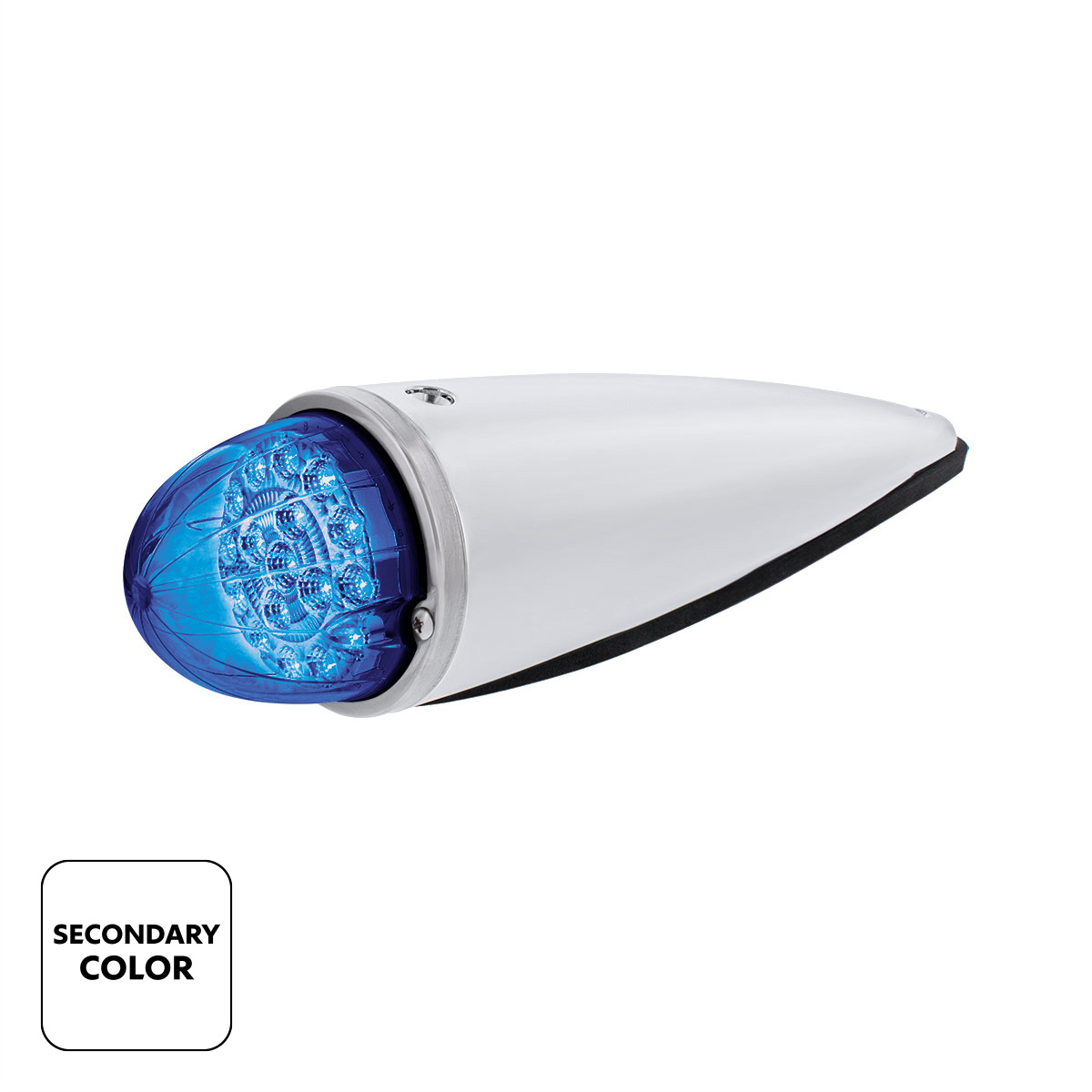 17 LED Watermelon Double Fury Light Torpedo Cab Light - Amber & Blue LED/Clear Lens - Thumbnail 3