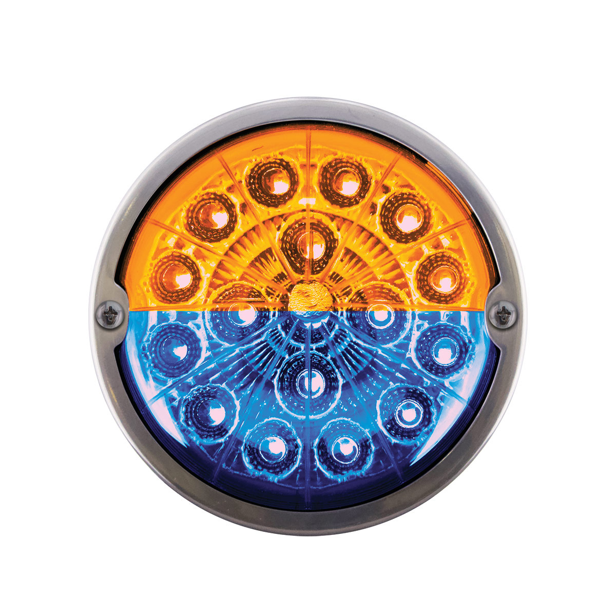 17 LED Watermelon Double Fury Light Torpedo Cab Light - Amber & Blue LED/Clear Lens - Thumbnail 5