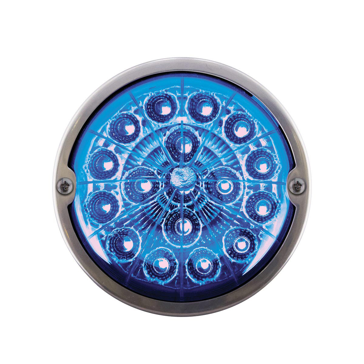 17 LED Watermelon Double Fury Light Torpedo Cab Light - Amber & Blue LED/Clear Lens - Thumbnail 7