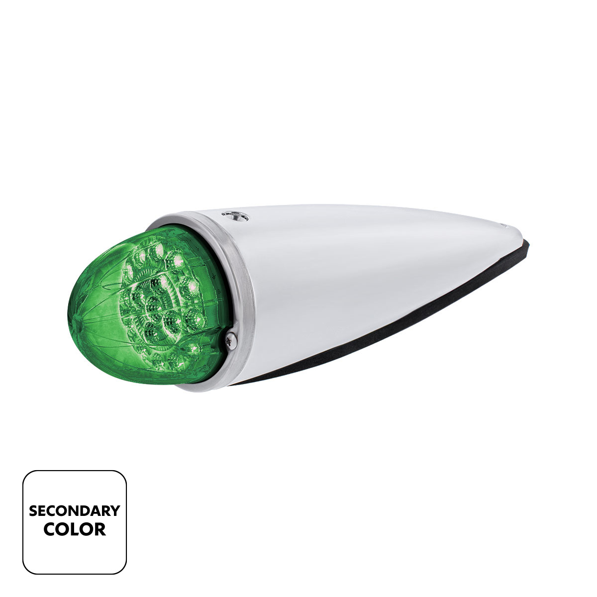 17 LED Watermelon Double Fury Light Torpedo Cab Light - Amber & Green LED/Clear Lens - Thumbnail 3