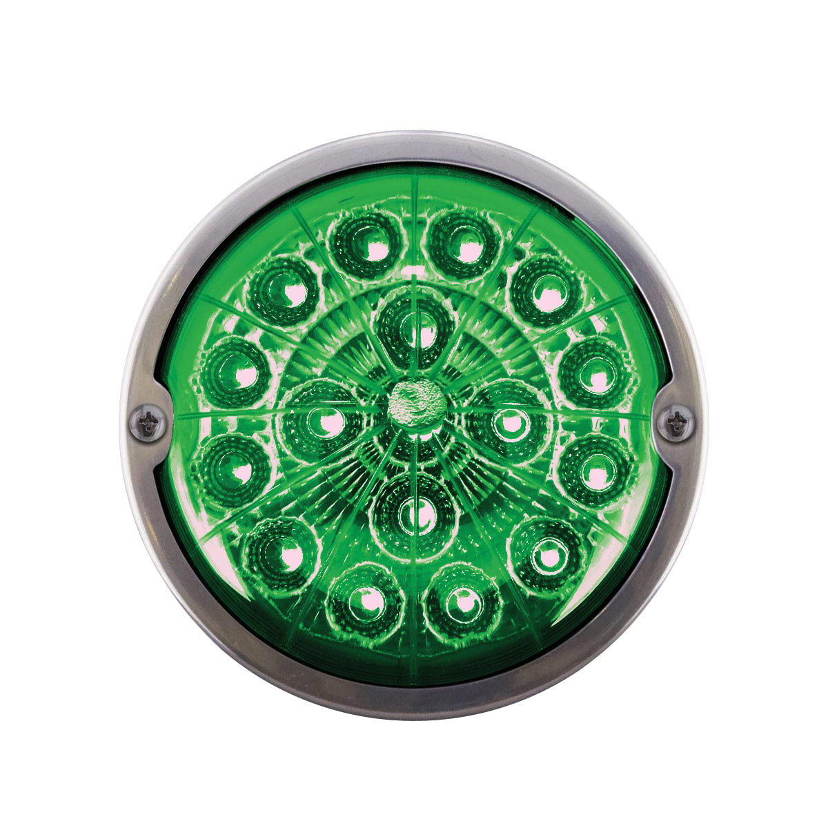 17 LED Watermelon Double Fury Light Torpedo Cab Light - Amber & Green LED/Clear Lens - Thumbnail 7