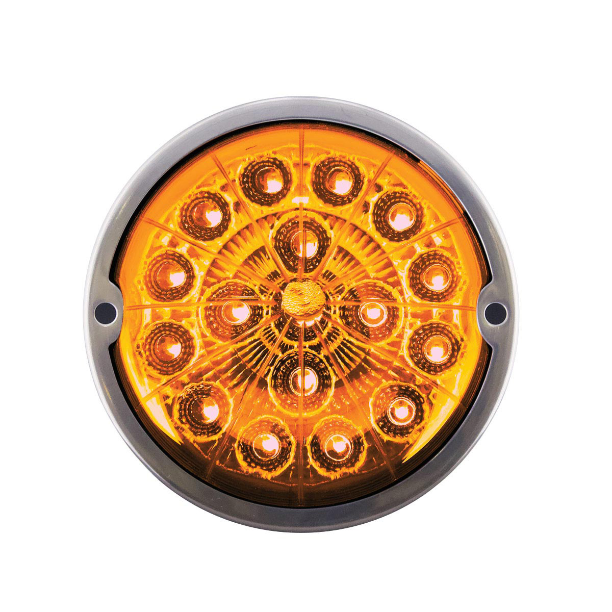 17 LED Watermelon Double Fury Light Flush Mount Kit With Low Profile SS Bezel - Amber & Blue LED/Clear Lens - Thumbnail 6