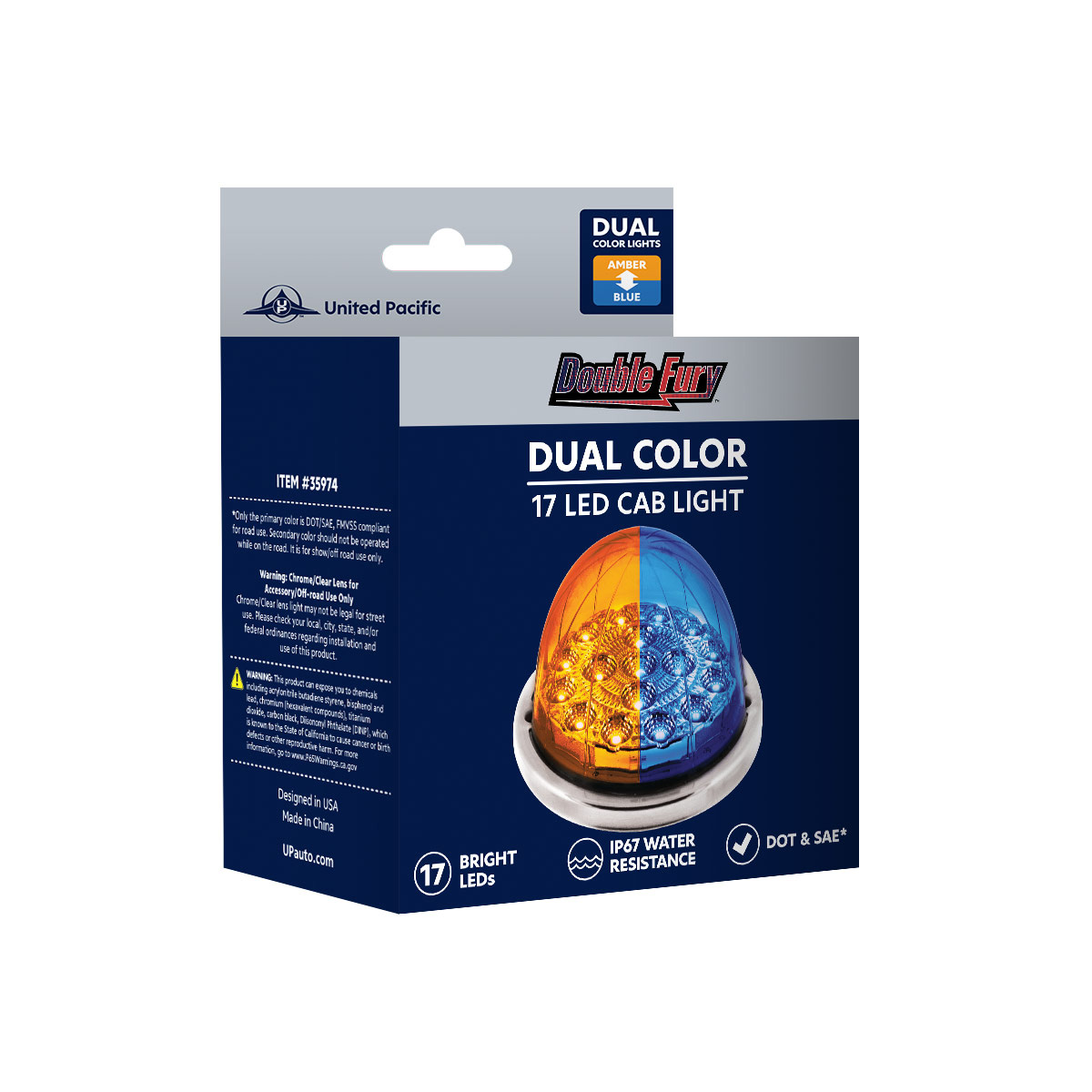 17 LED Watermelon Double Fury Light Flush Mount Kit With Low Profile SS Bezel - Amber & Blue LED/Clear Lens - Thumbnail 10