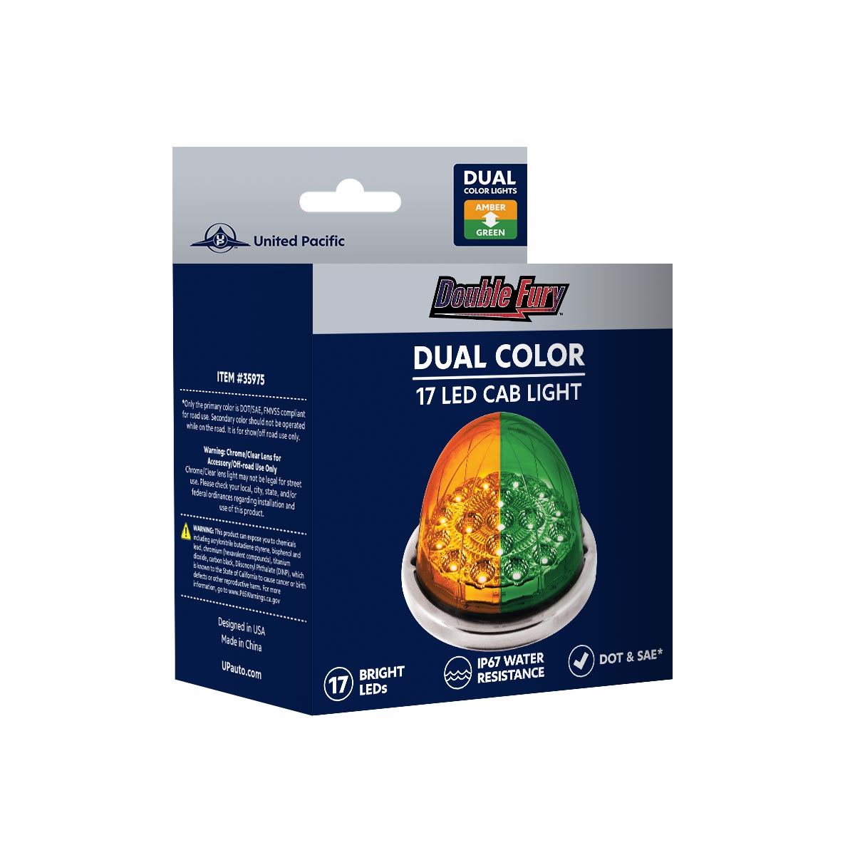 17 LED Watermelon Double Fury Light Flush Mount Kit With Low Profile SS Bezel - Amber & Green LED/Clear Lens - Thumbnail 11