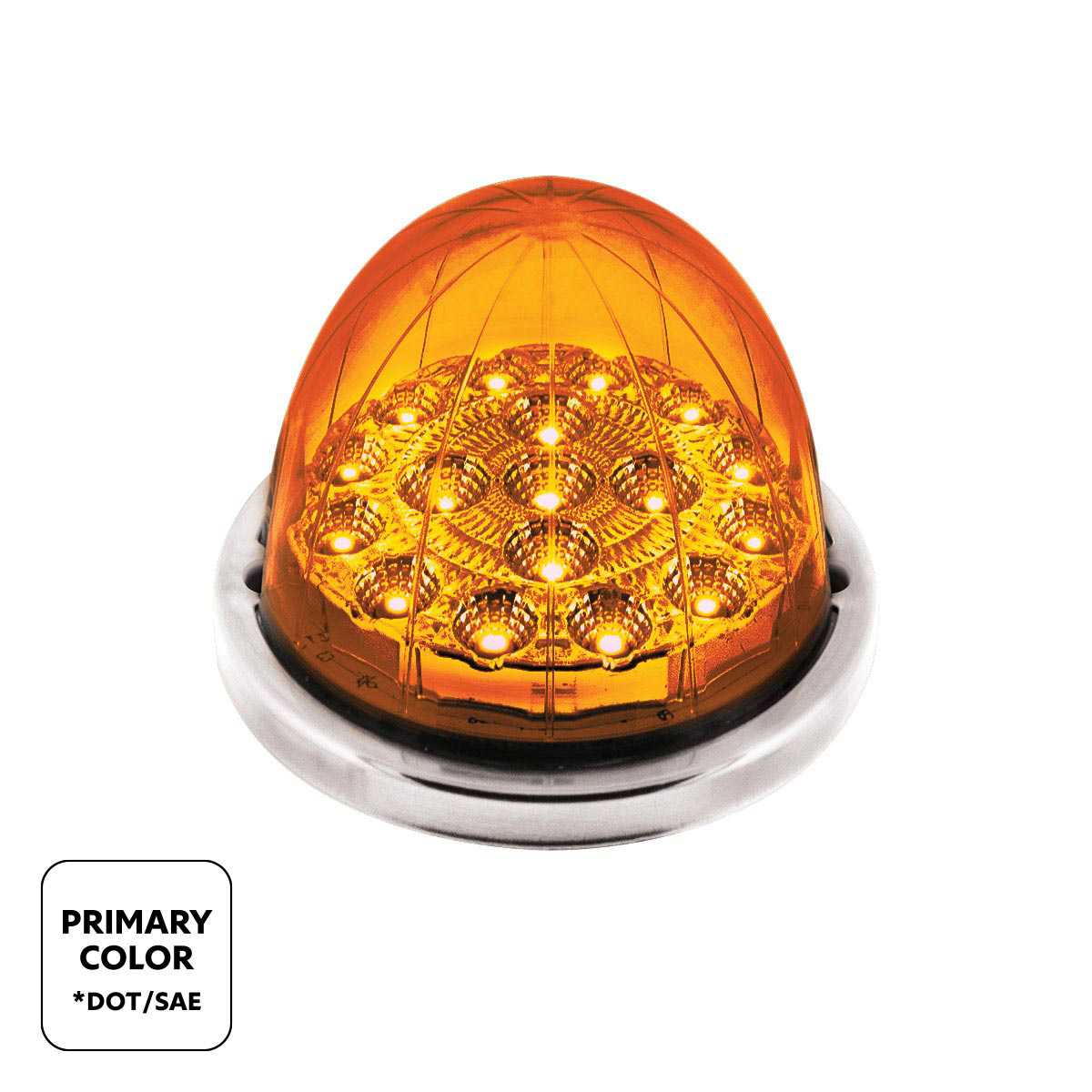 17 LED Watermelon Double Fury Light Flush Mount Kit With Low Profile SS Bezel - Amber & Red LED/Clear Lens - Thumbnail 2