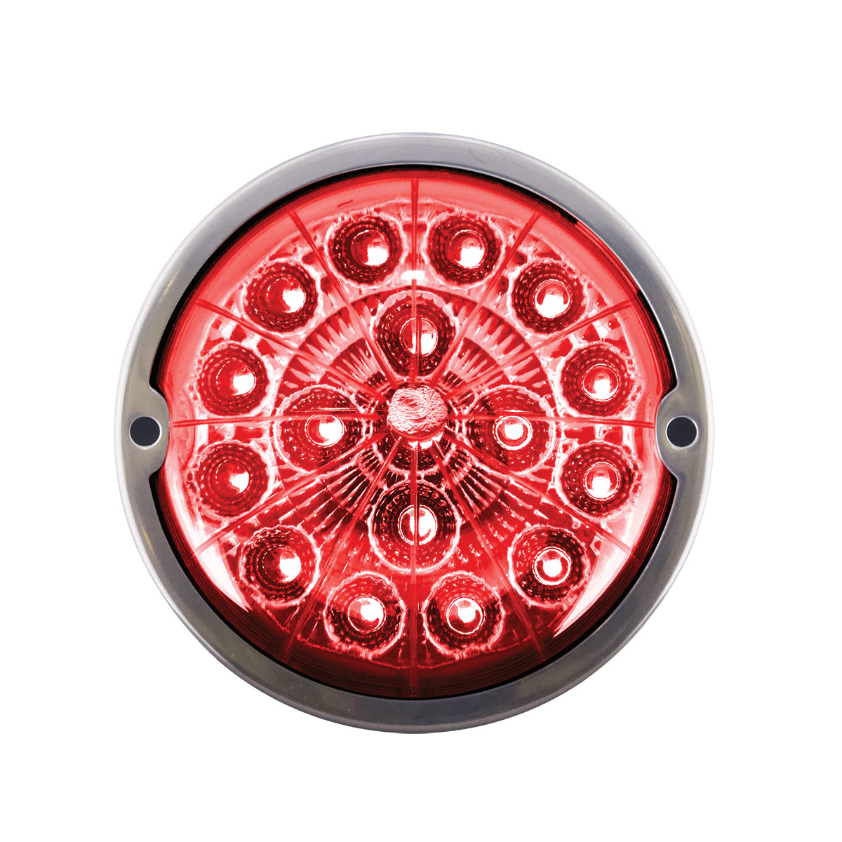 17 LED Watermelon Double Fury Light Flush Mount Kit With Low Profile SS Bezel - Amber & Red LED/Clear Lens - Thumbnail 7
