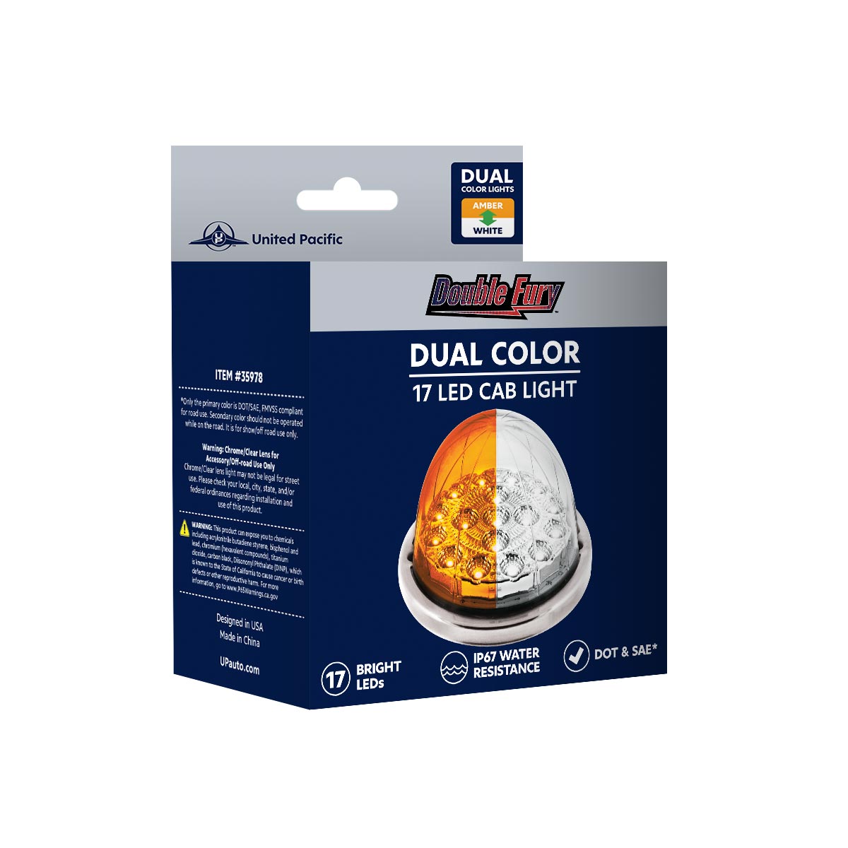 17 LED Watermelon Double Fury Light Flush Mount Kit With Low Profile SS Bezel - Amber & White LED/Clear Lens - Thumbnail 11