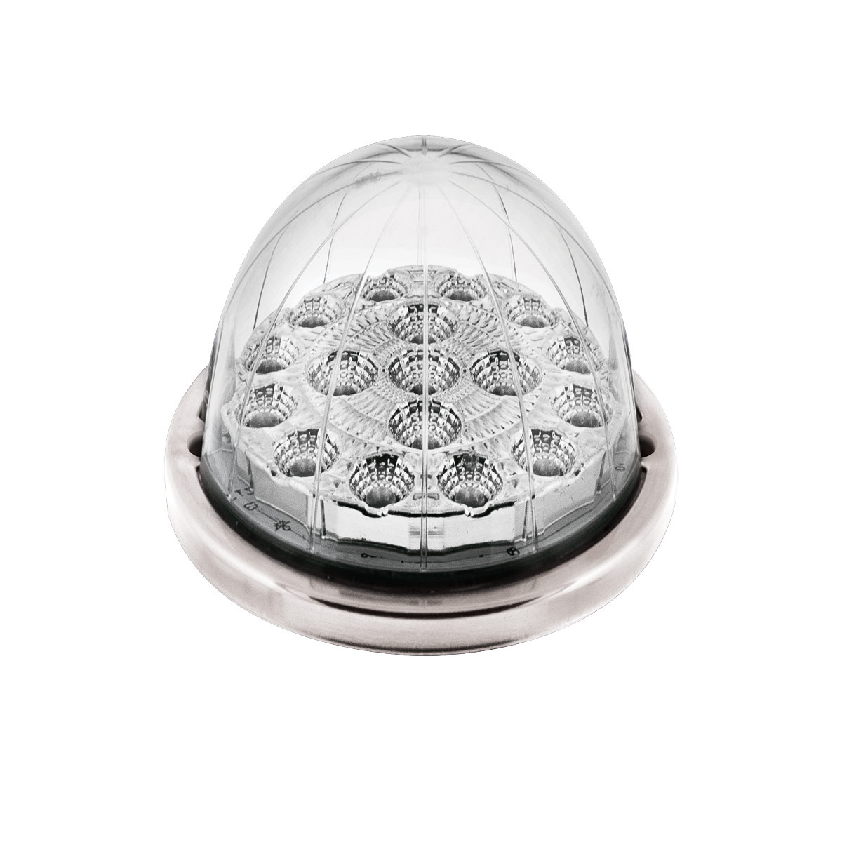 17 LED Watermelon Double Fury Light Flush Mount Kit With Low Profile SS Bezel - Amber & White LED/Clear Lens - Thumbnail 4