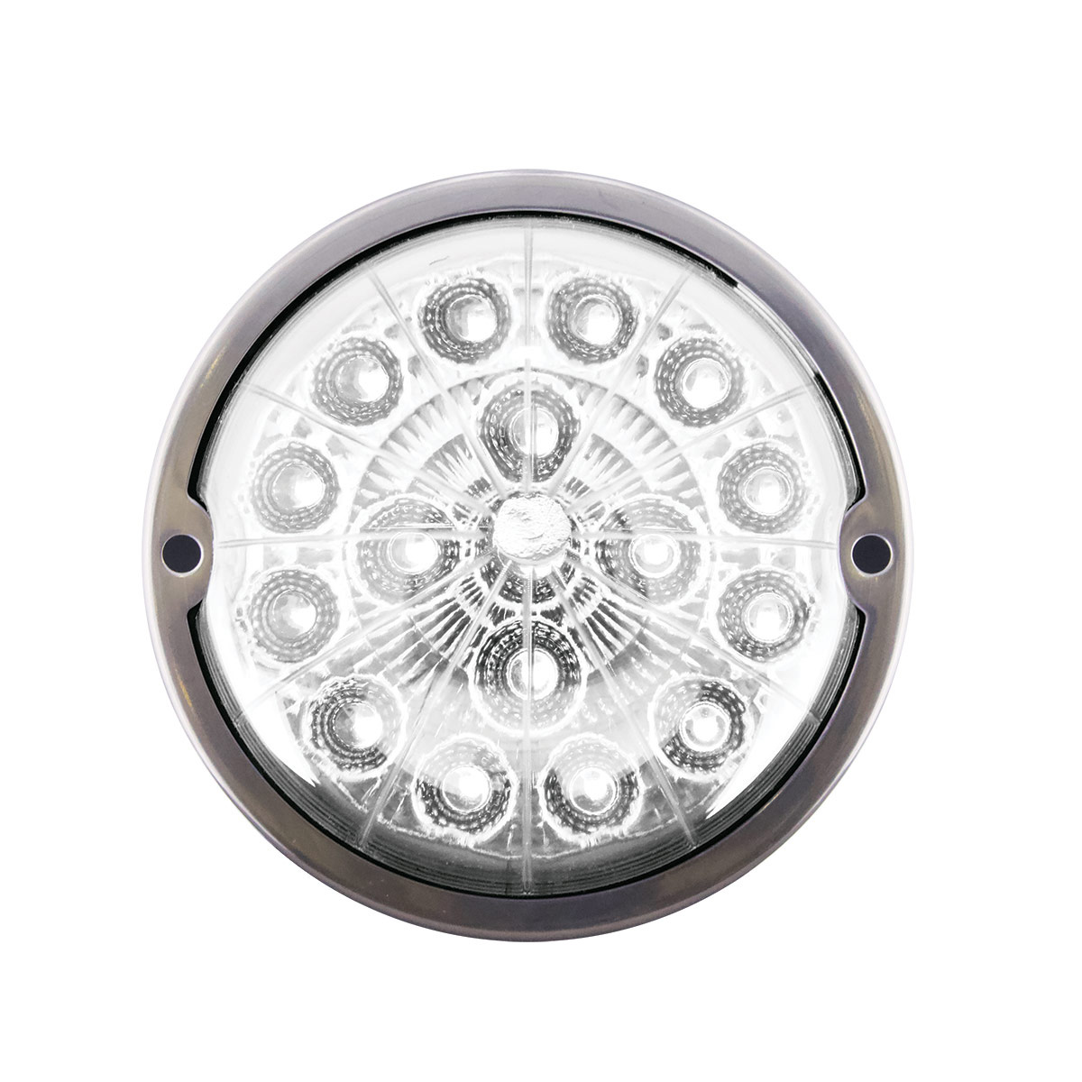 17 LED Watermelon Double Fury Light Flush Mount Kit With Low Profile SS Bezel - Amber & White LED/Clear Lens - Thumbnail 7