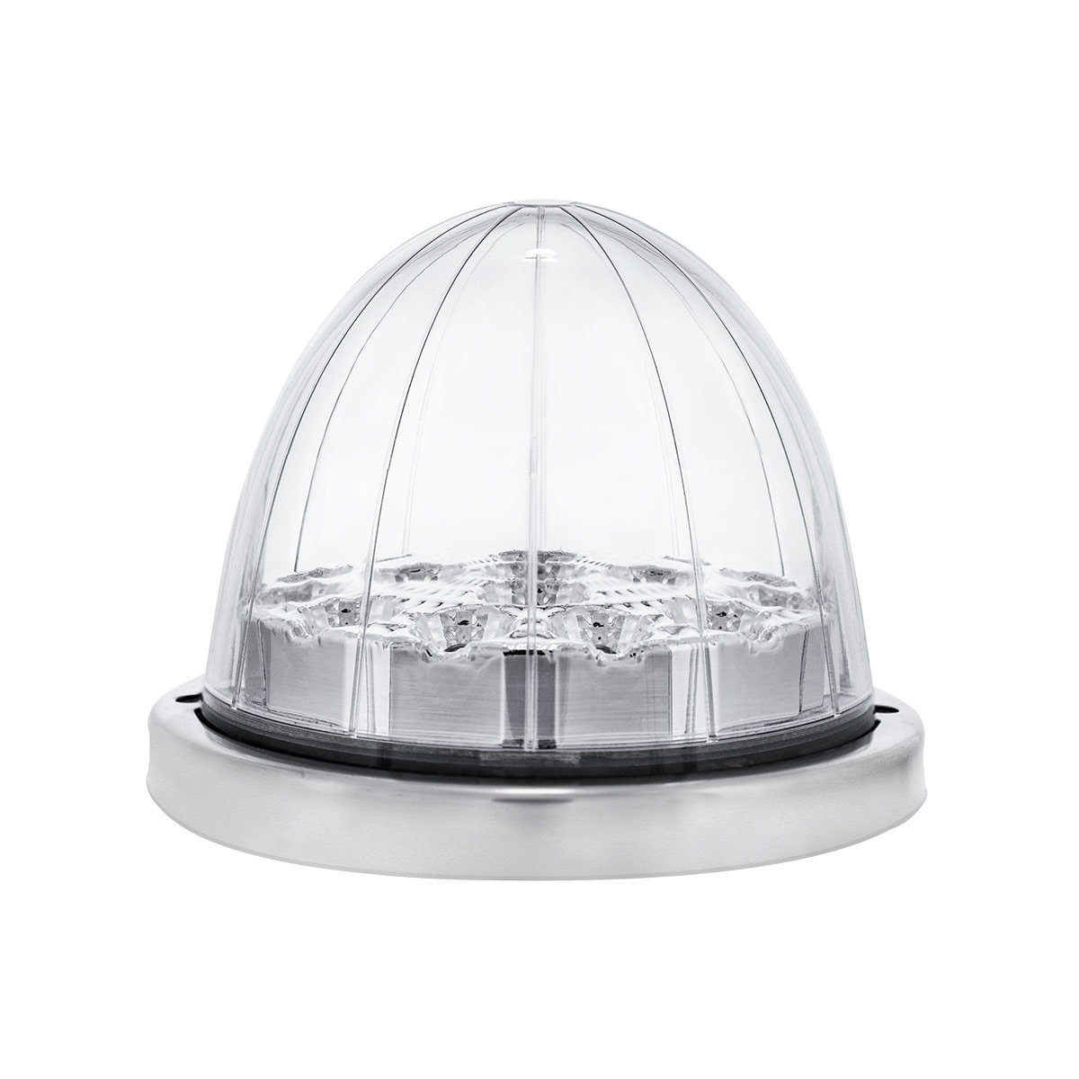 17 LED Watermelon Double Fury Light Flush Mount Kit With Low Profile SS Bezel - Amber & White LED/Clear Lens - Thumbnail 9