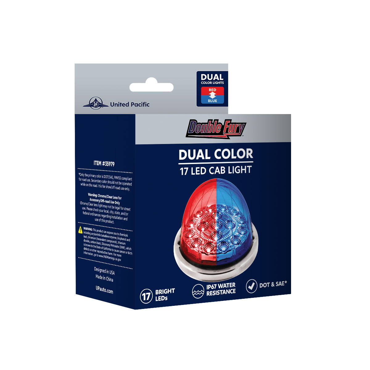 17 LED Watermelon Double Fury Light Flush Mount Kit With Low Profile SS Bezel - Red & Blue LED/Clear Lens - Thumbnail 10