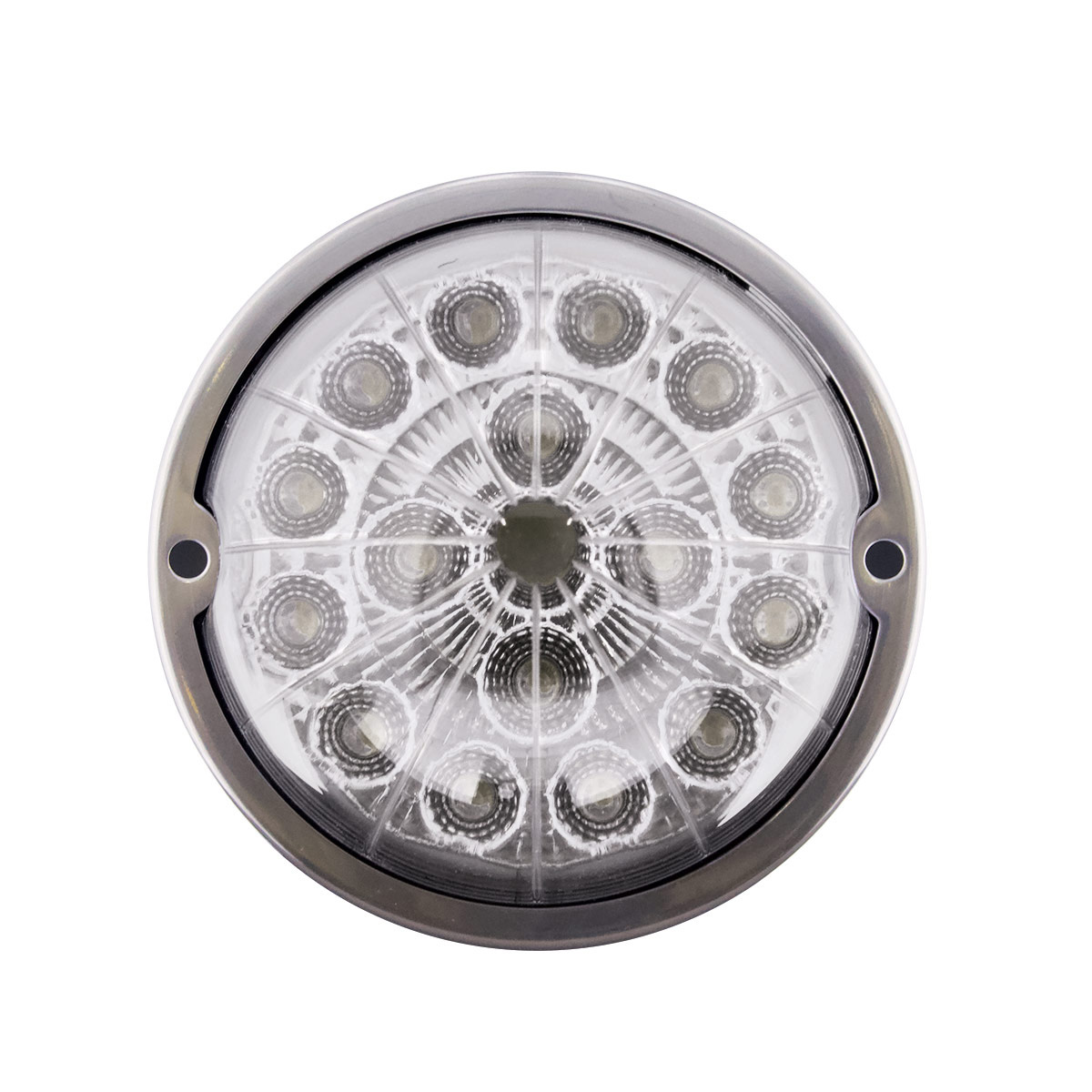 17 LED Watermelon Double Fury Light Flush Mount Kit With Low Profile SS Bezel - Red & White LED/Clear Lens - Thumbnail 8