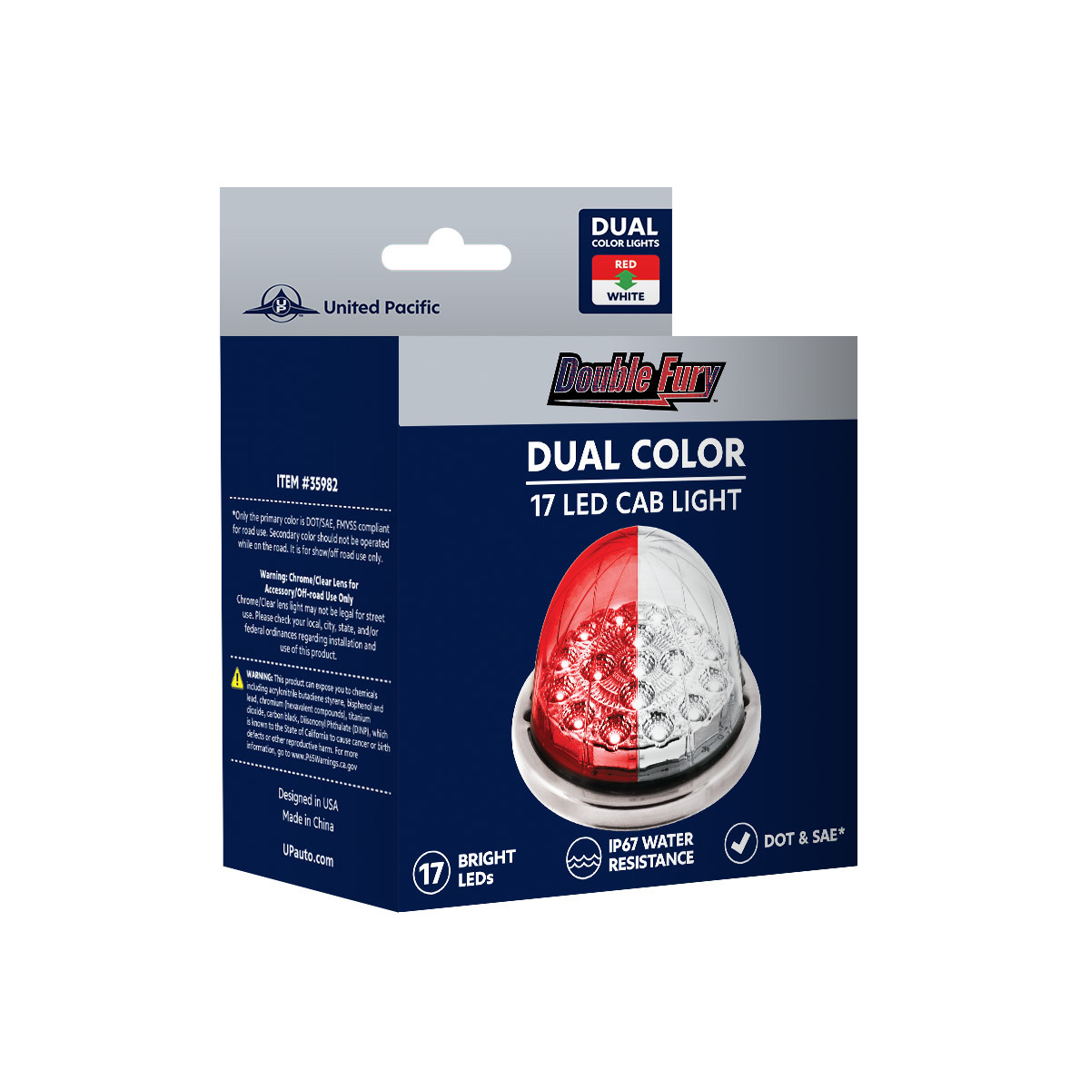 17 LED Watermelon Double Fury Light Flush Mount Kit With Low Profile SS Bezel - Red & White LED/Clear Lens - Thumbnail 10