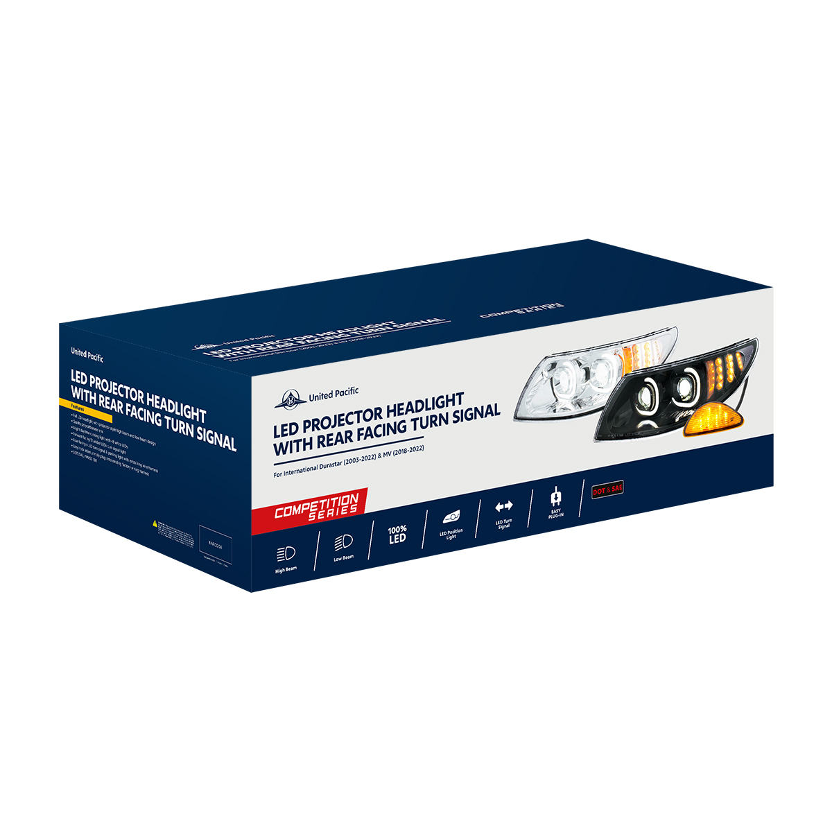 Chrome LED Projector Headlight With Rear Facing Turn Signal For International Durastar 2002-2018 - Driver - Thumbnail 7