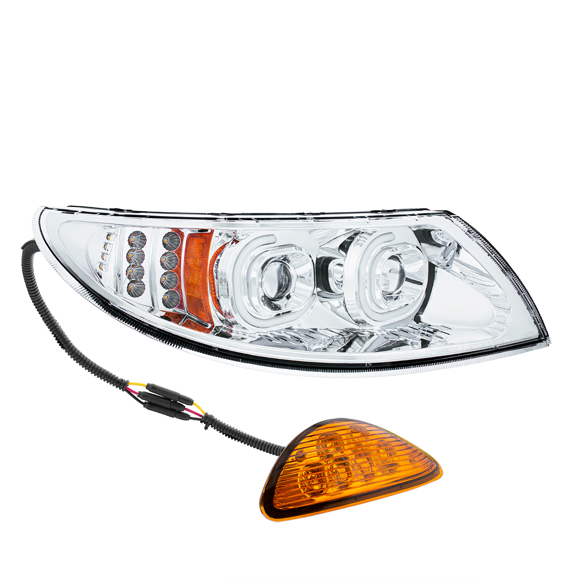 Chrome LED Projector Headlight With Rear Facing Turn Signal For International Durastar 2002-2018 - Passenger - Thumbnail 2
