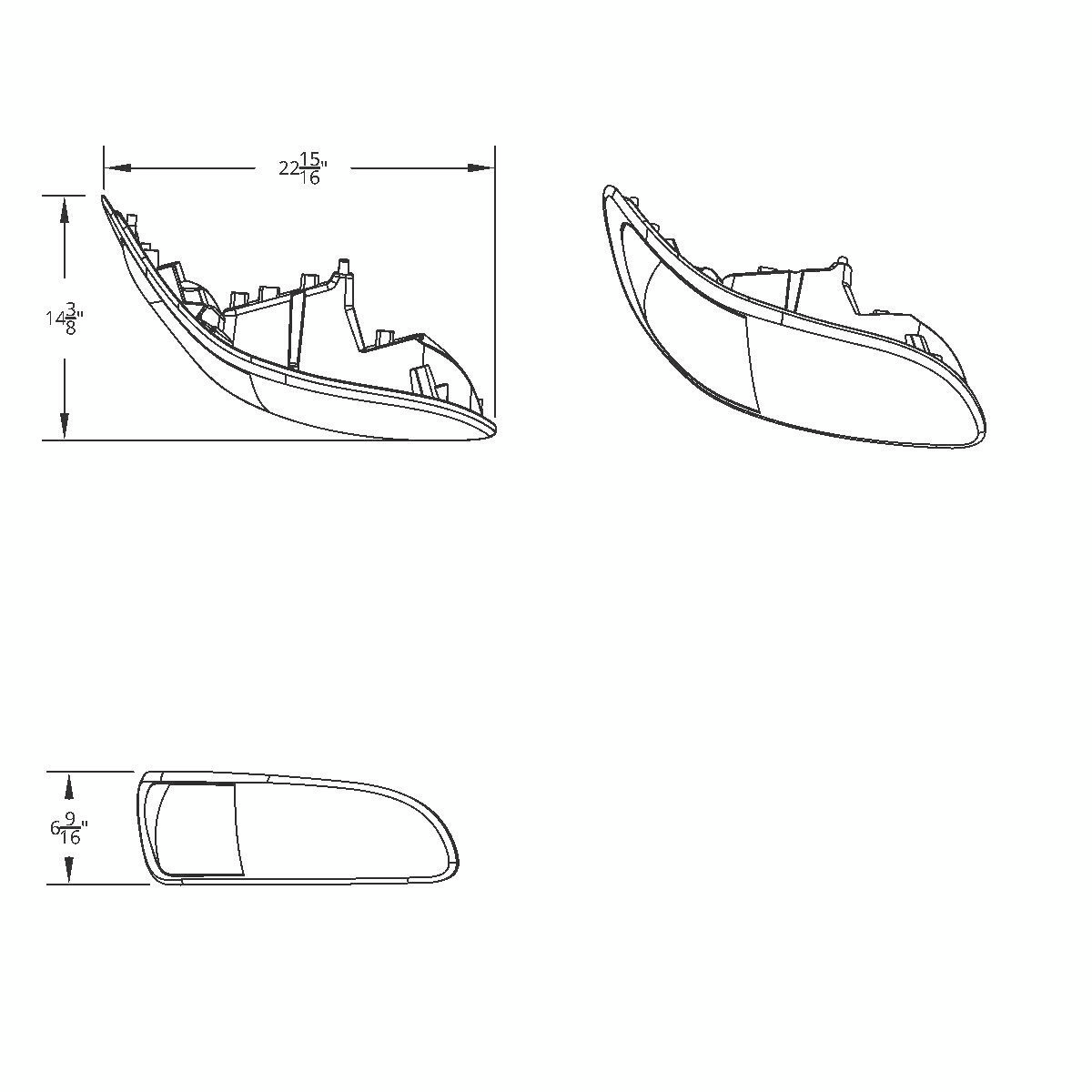 Black LED Projector Headlight With Rear Facing Turn Signal For International Durastar 2002-2018 - Driver - Thumbnail 9