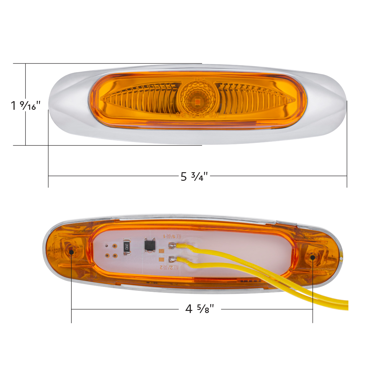 5-3/4" Wide 3 LED ViperEye Light (Clearance/Marker) - Amber LED/Amber Lens - Thumbnail 6