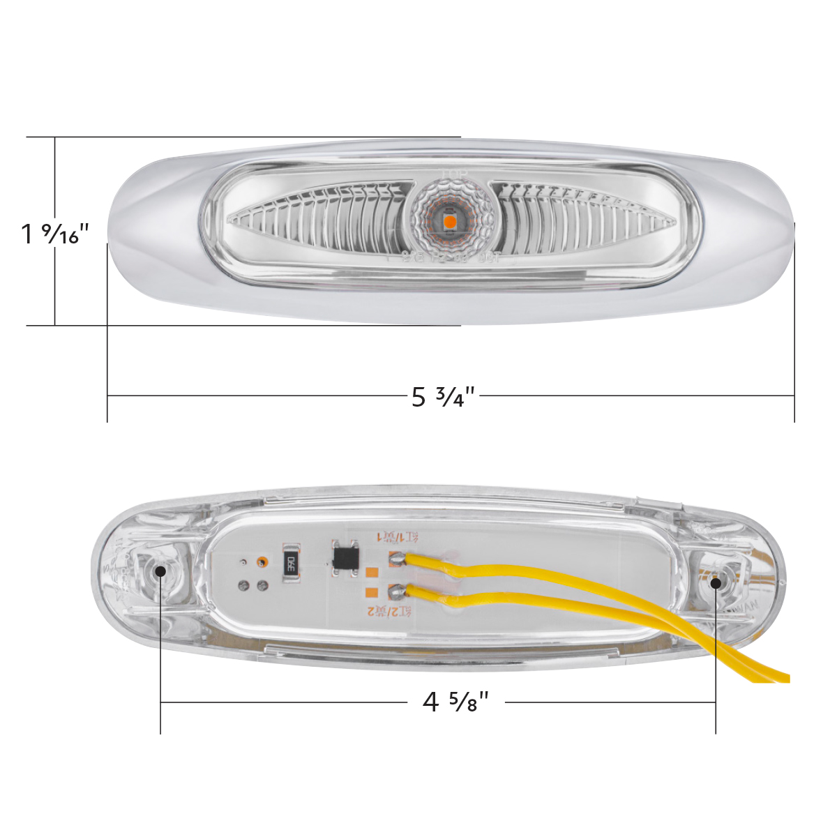 5-3/4" Wide 3 LED ViperEye Light (Clearance/Marker) - Amber LED/Clear Lens - Thumbnail 6