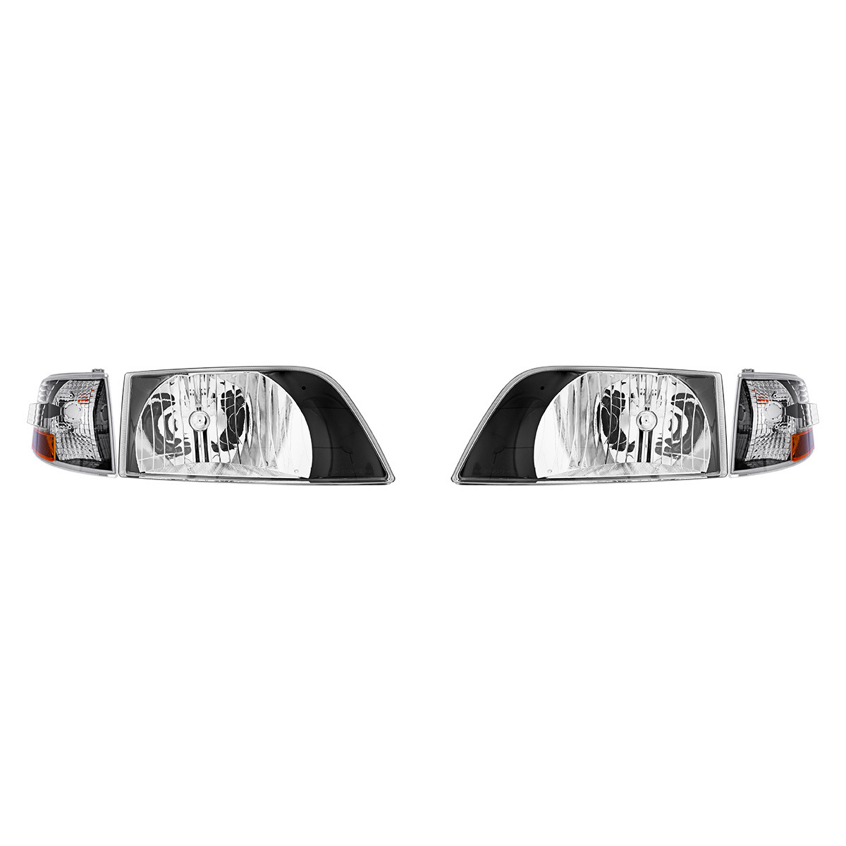 Black Bezel Headlight Assembly With Turn Signal For 1996-2003 Volvo VN (Set) - Thumbnail 5
