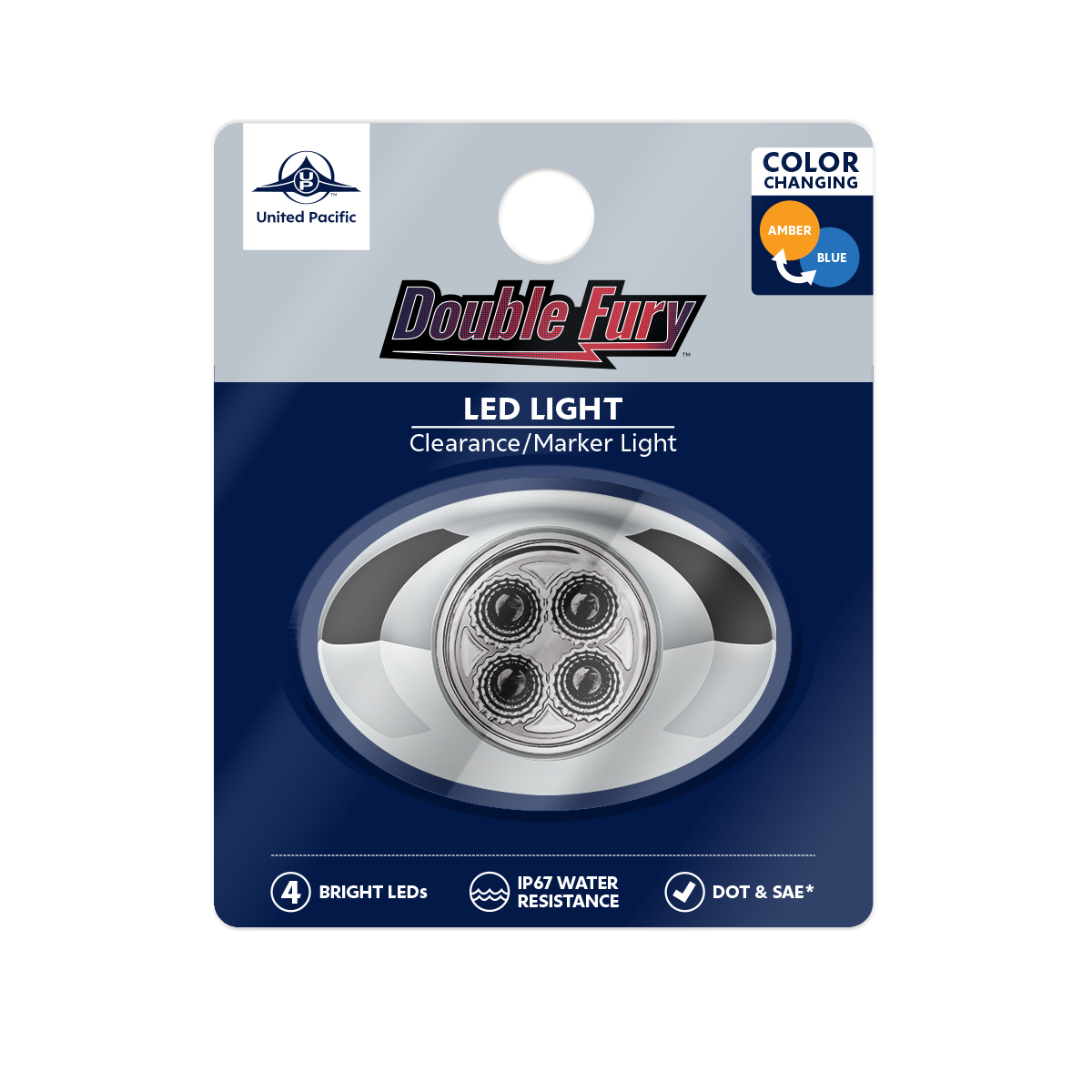 4 LED Double Fury Light (Clearance/Marker)-Amber & Blue LED/Clear Lens - Thumbnail 10