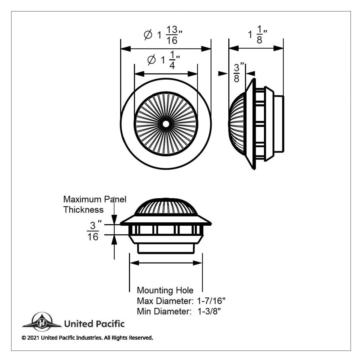 6 LED 1-1/4" Dual Function Light (Clearance/Marker)-Amber LED/Amber Lens - Thumbnail 6