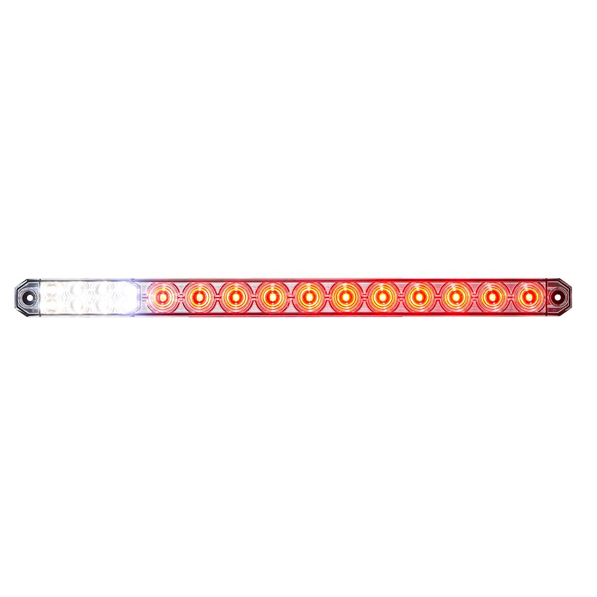 17" 27 LED Low Profile Light Bar (Stop, Turn & Tail) With Back-Up Light - Red & White LED/ Red & Clear Lens