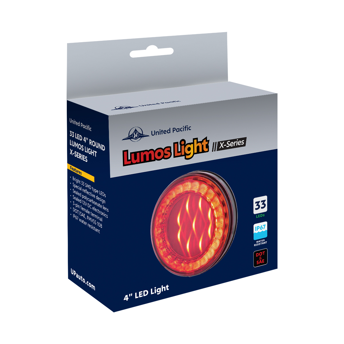 33 LED 4" Round Lumos Light X-Series (Stop, Turn & Tail) - Red LED/Clear Lens - Thumbnail 8