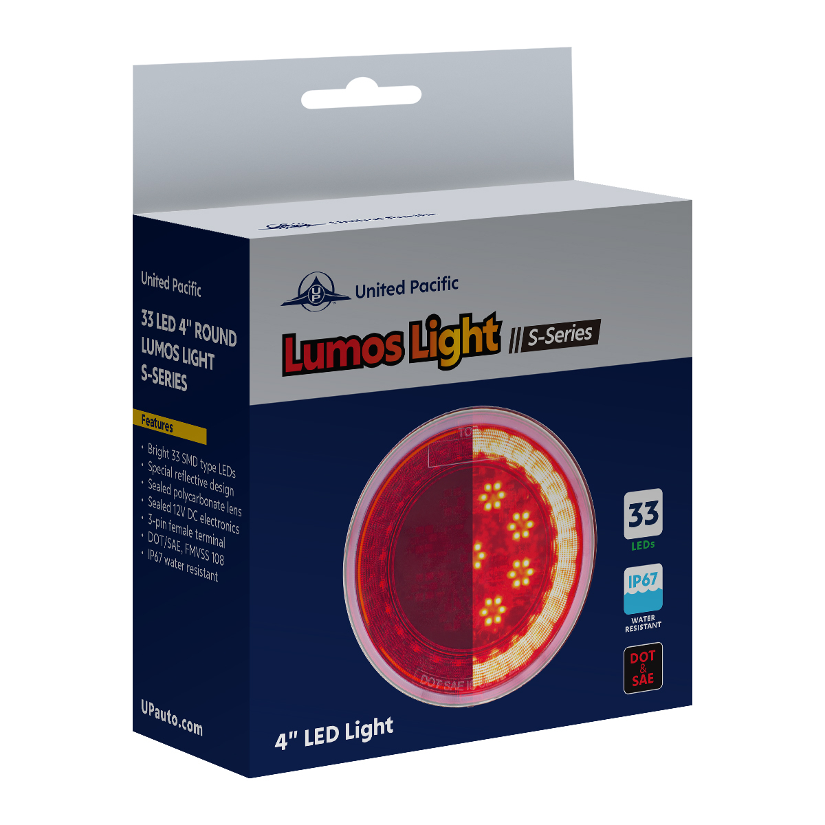 33 LED 4" Round Lumos Light S-Series (Stop, Turn & Tail) - Red LED/Clear Lens - Thumbnail 8