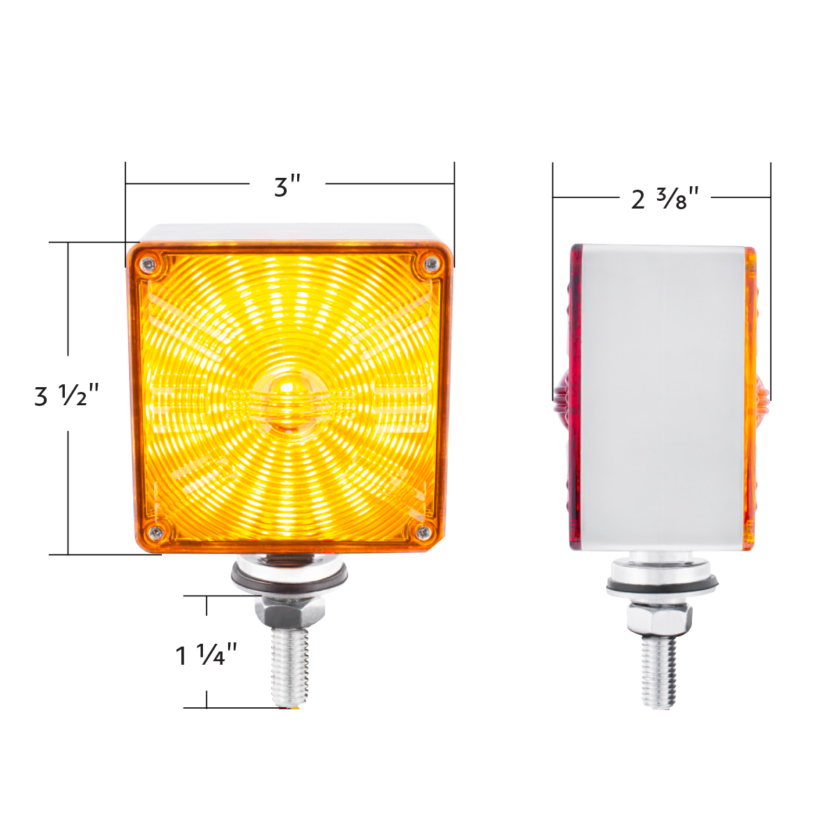 48 LED Competition Series Mini Double Face Light - Amber & Red LED/Amber & Red Lens - Thumbnail 12