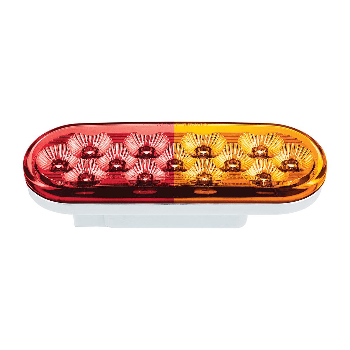 13 LED 6" Oval Double Fury Light (Stop & Turn)-Red & Amber LED/Clear Lens - Thumbnail 5