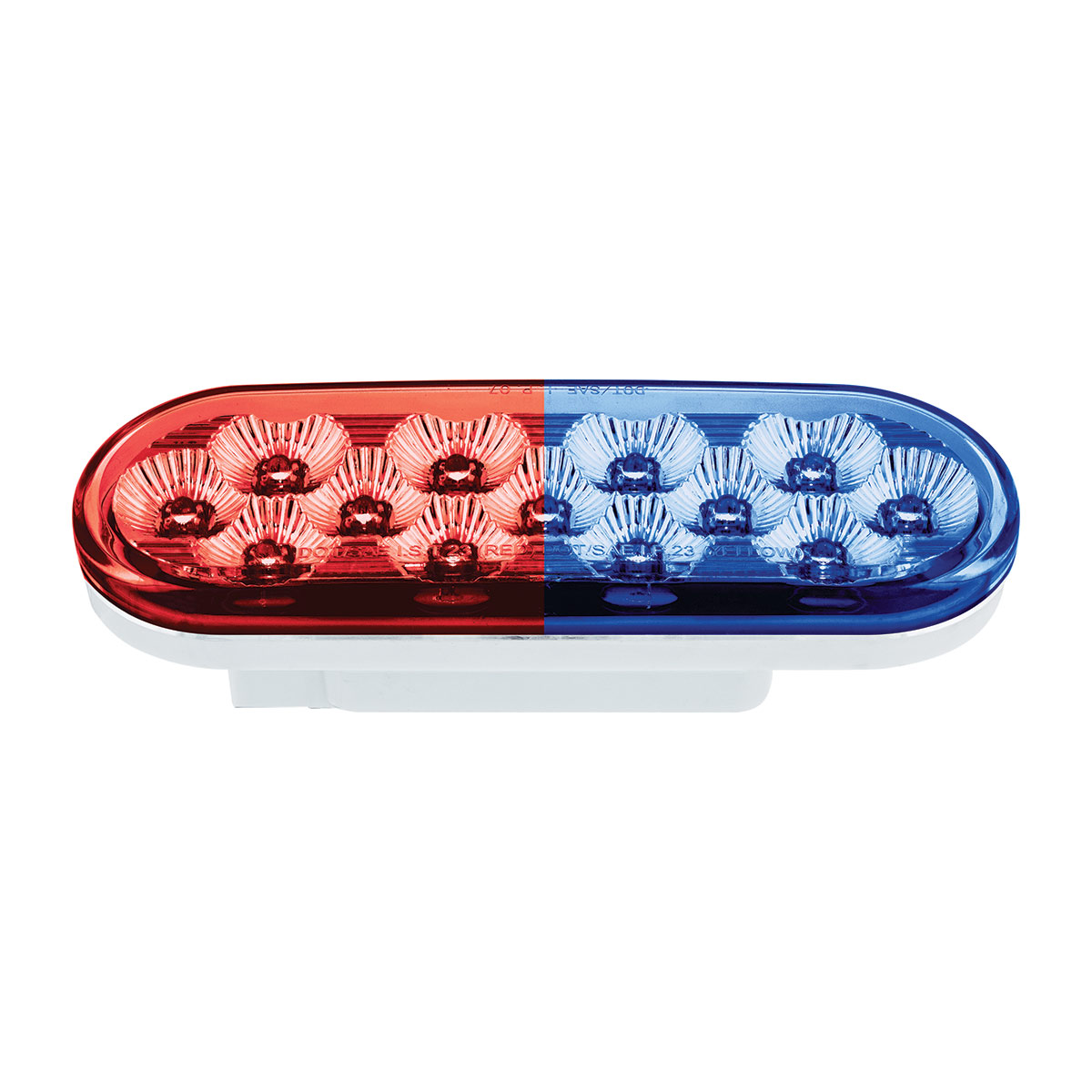 13 LED 6" Oval Double Fury Light (Stop & Turn)-Red & Blue LED/Clear Lens - Thumbnail 5