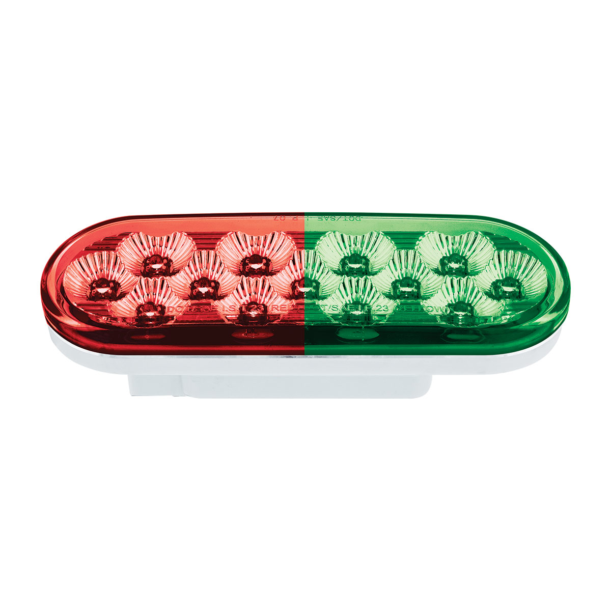 13 LED 6" Oval Double Fury Light (Stop & Turn)-Red & Green LED/Clear Lens - Thumbnail 5