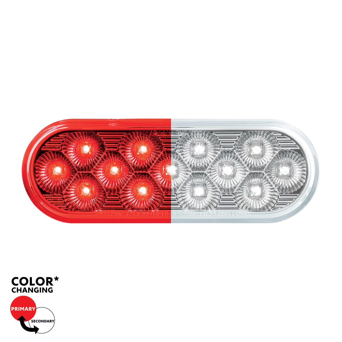 13 LED 6" Oval Double Fury Light (Stop & Turn)-Red & White LED/Clear Lens