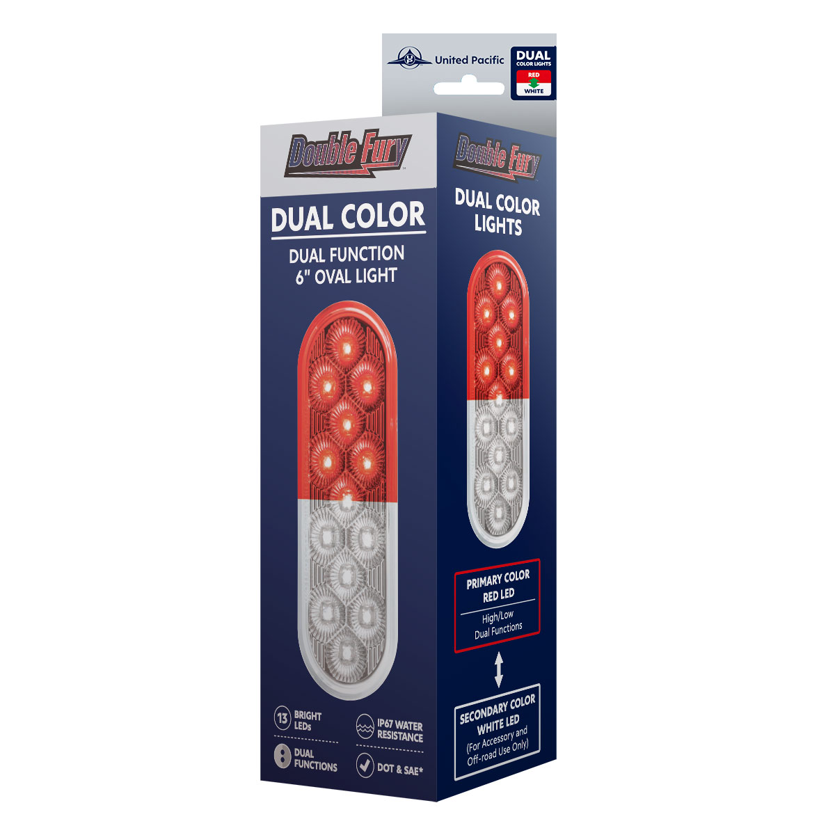 13 LED 6" Oval Double Fury Light (Stop & Turn)-Red & White LED/Clear Lens - Thumbnail 12