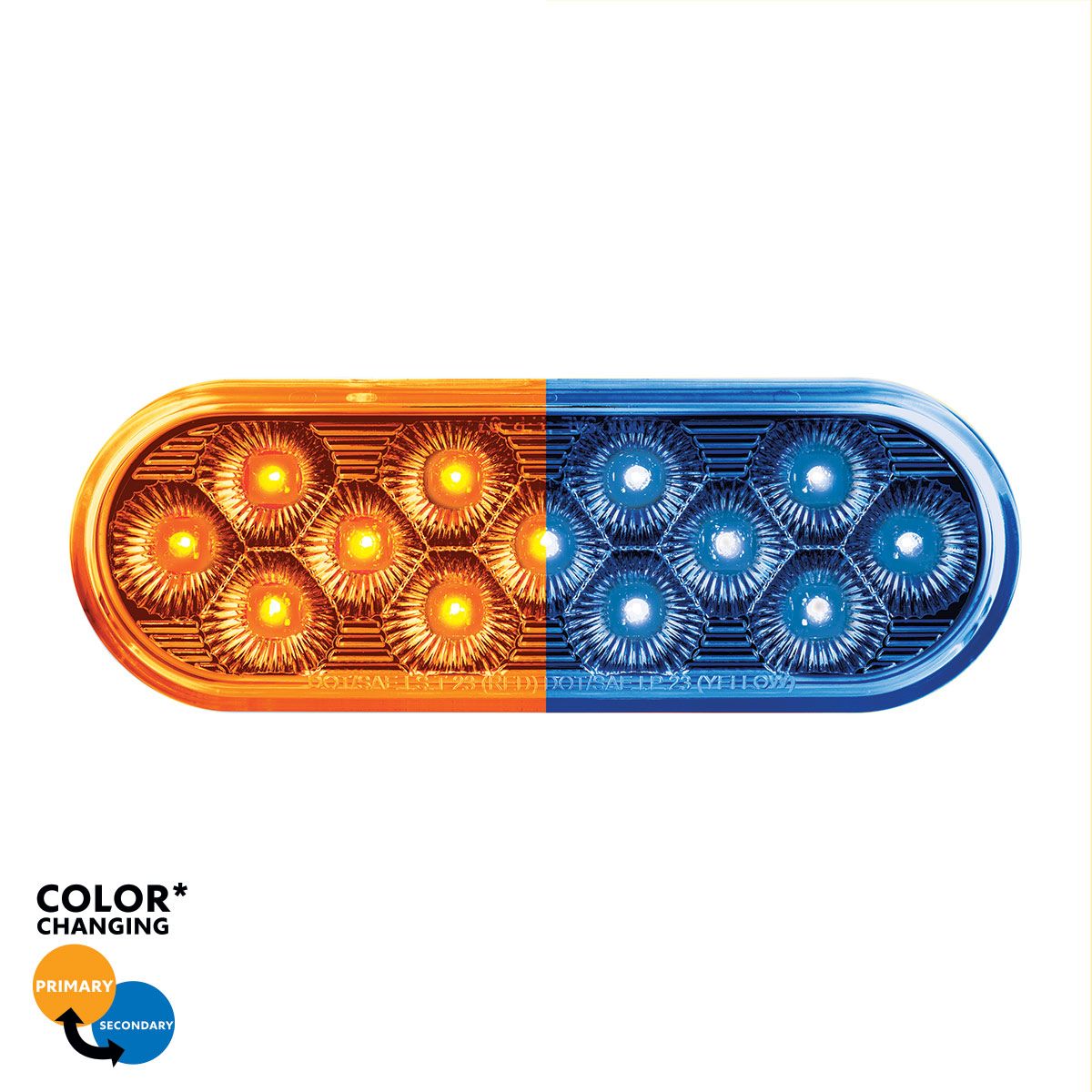13 LED 6" Oval Double Fury Light (Turn Signal)-Amber & Blue LED/Clear Lens