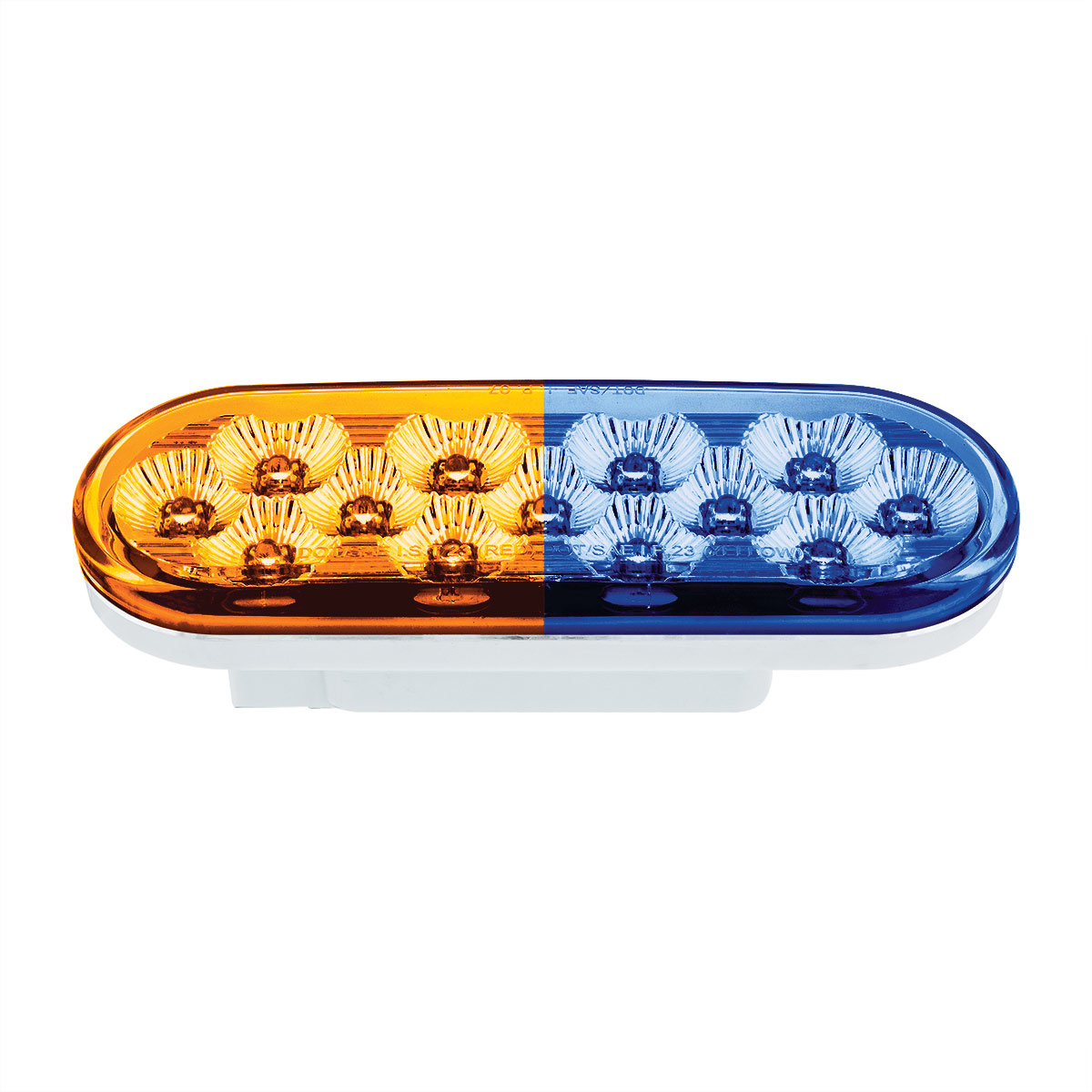 13 LED 6" Oval Double Fury Light (Turn Signal)-Amber & Blue LED/Clear Lens - Thumbnail 5