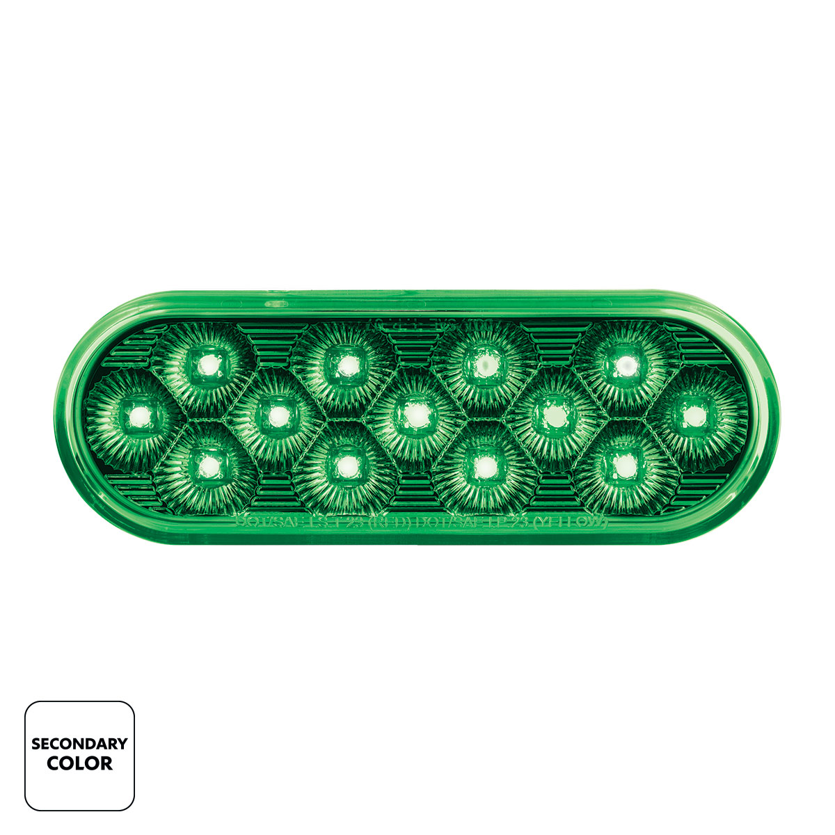 13 LED 6" Oval Double Fury Light (Turn Signal)-Amber & Green LED/Clear Lens - Thumbnail 3