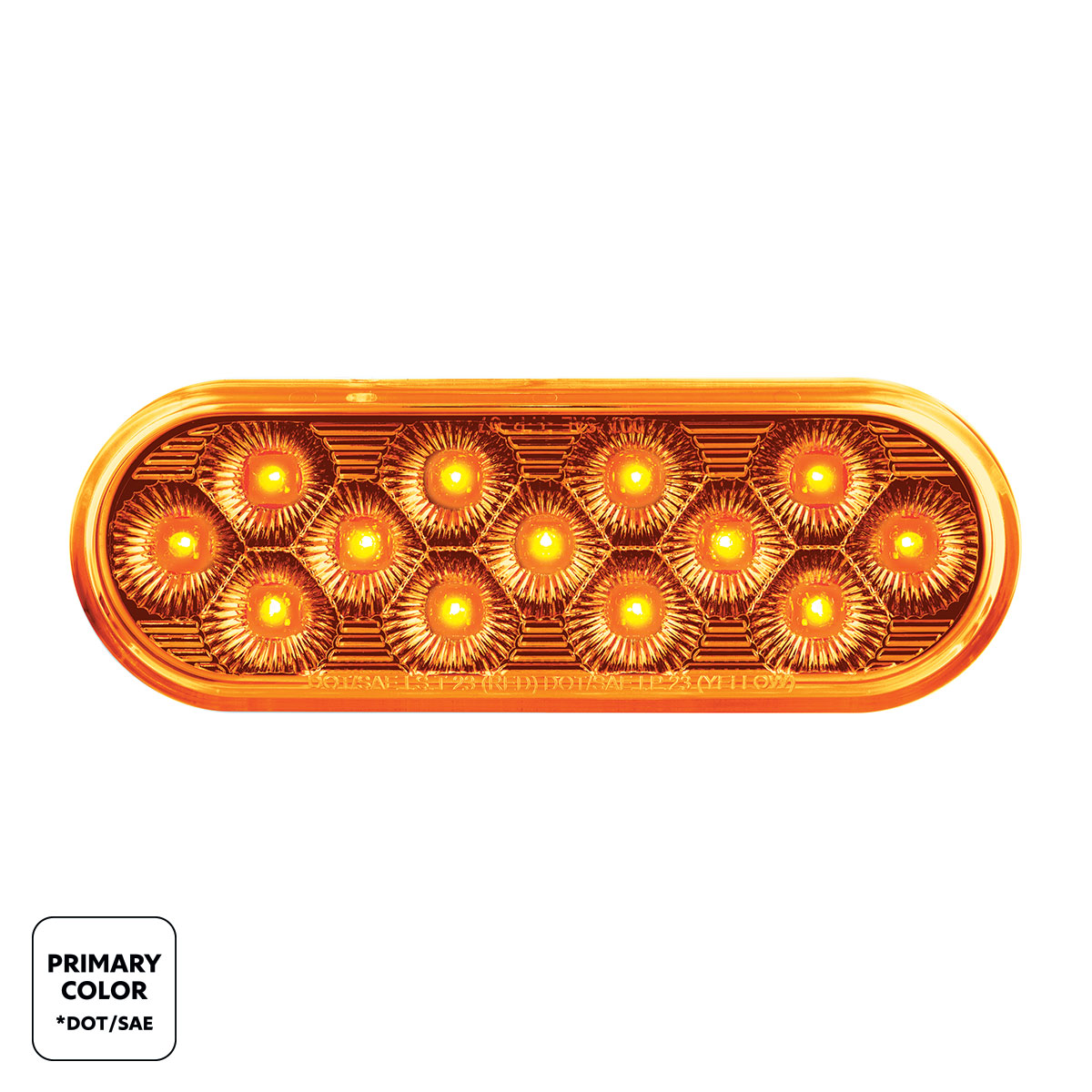 13 LED 6" Oval Double Fury Light (Turn Signal)-Amber & White LED/Clear Lens - Thumbnail 2