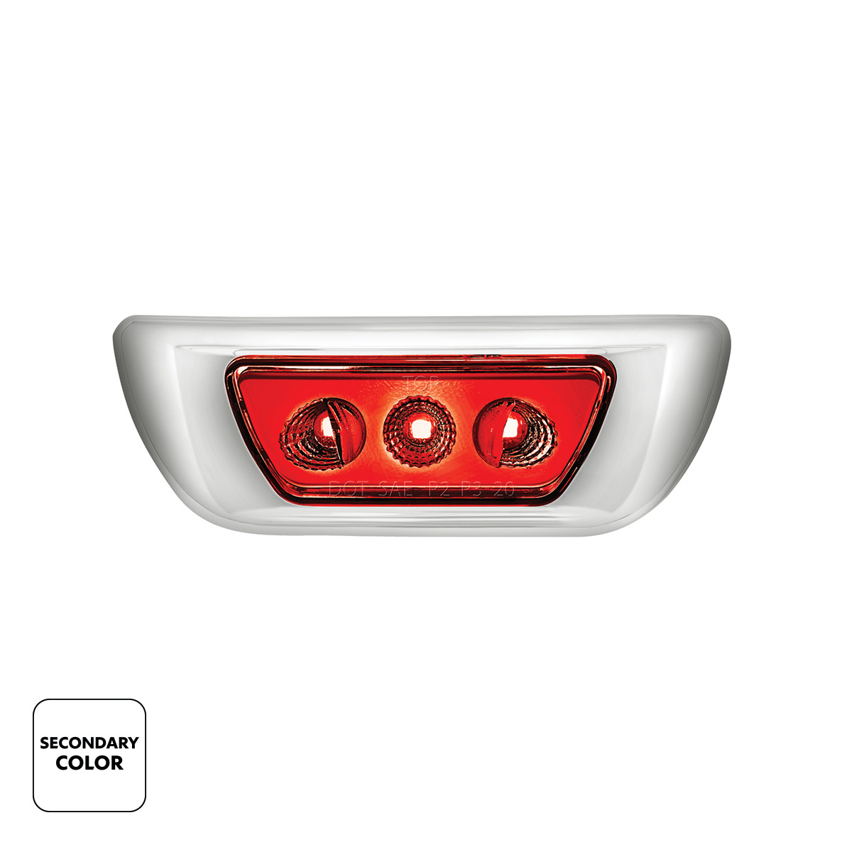 3 LED Double Fury Cab Light For 2013-2021 Kenworth T680 & 2012-2021 Peterbilt 579-Amber & Red LED - Thumbnail 3