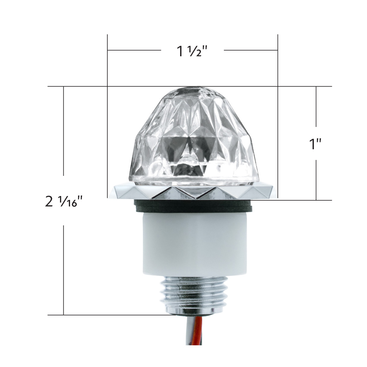 2 LED Dual Function Mini Crystal Watermelon Light (Clearance/Marker)-Red LED/Clear Lens - Thumbnail 8