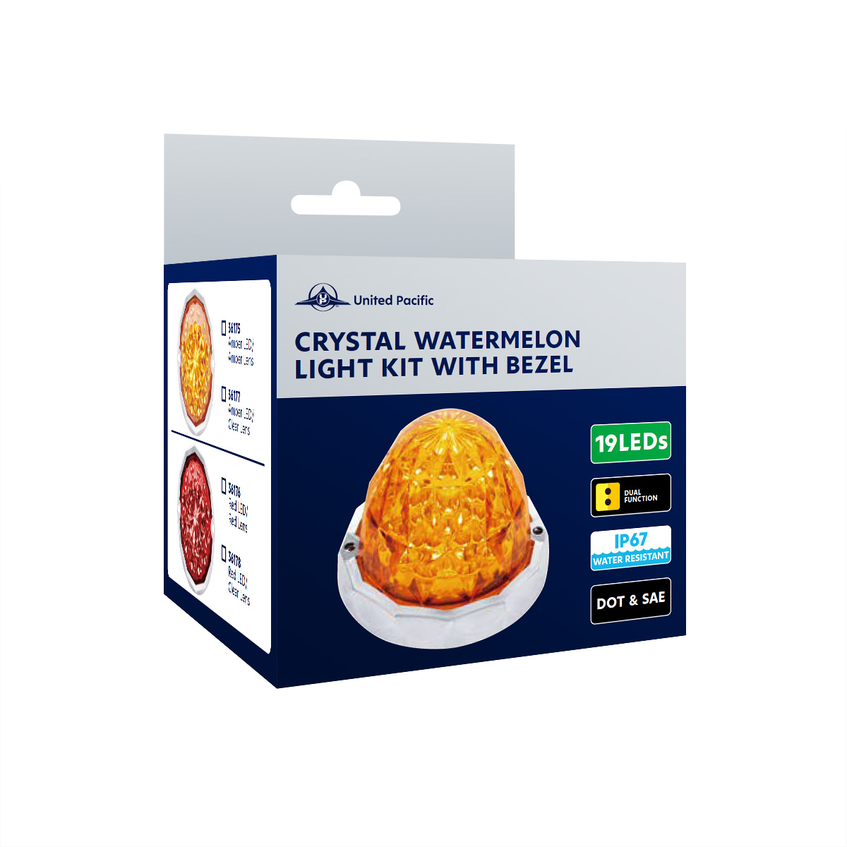 19 LED Dual Function Crystal Watermelon Light Kit With Bezel-Amber LED/Clear Lens - Thumbnail 13