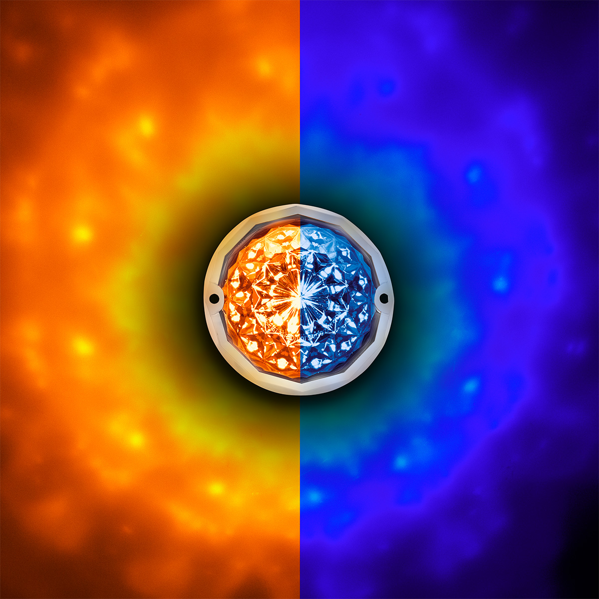 Double Fury 19 LED Dual Function Crystal Watermelon Light Kit With Bezel-Amber & Blue LED/Clear Lens - Thumbnail 16